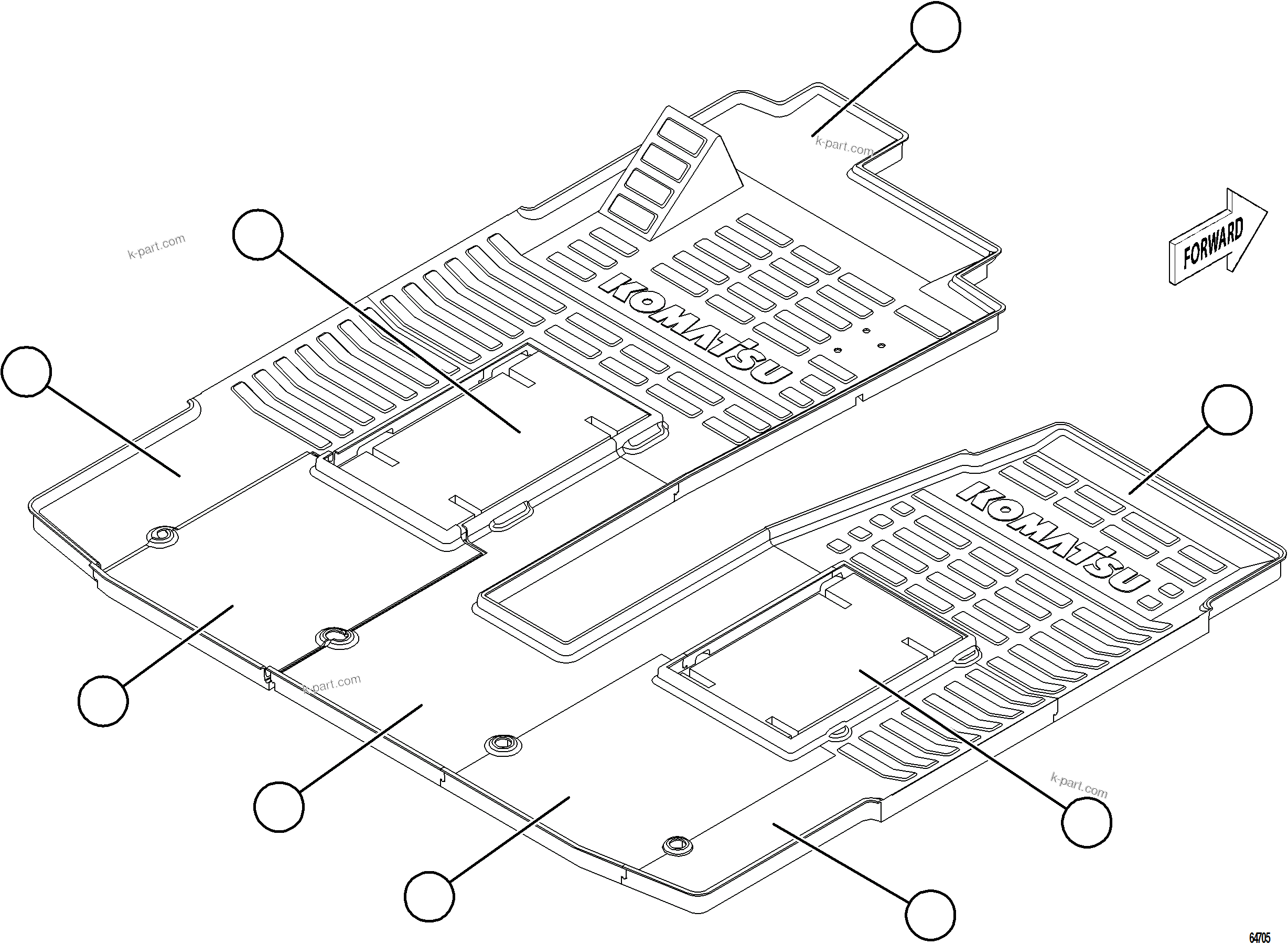 Komatsu parts book diagram for AFE78-CA 930E-5 S/N A40281  IOCC: CAB FLOORMATS
