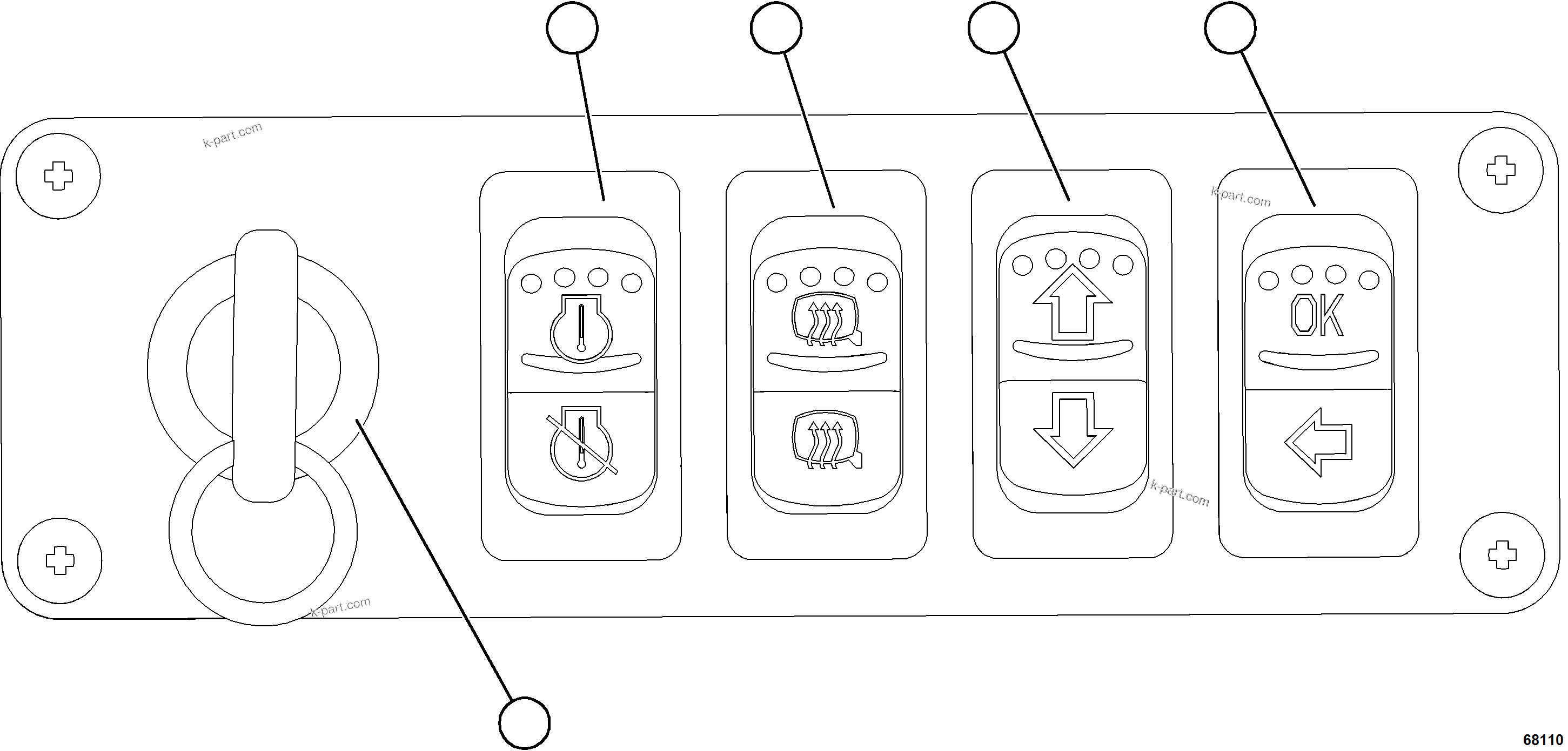 Komatsu parts book diagram for AFE78-CA 930E-5 S/N A40281  IOCC: LOWER RH DASH SWITCHES