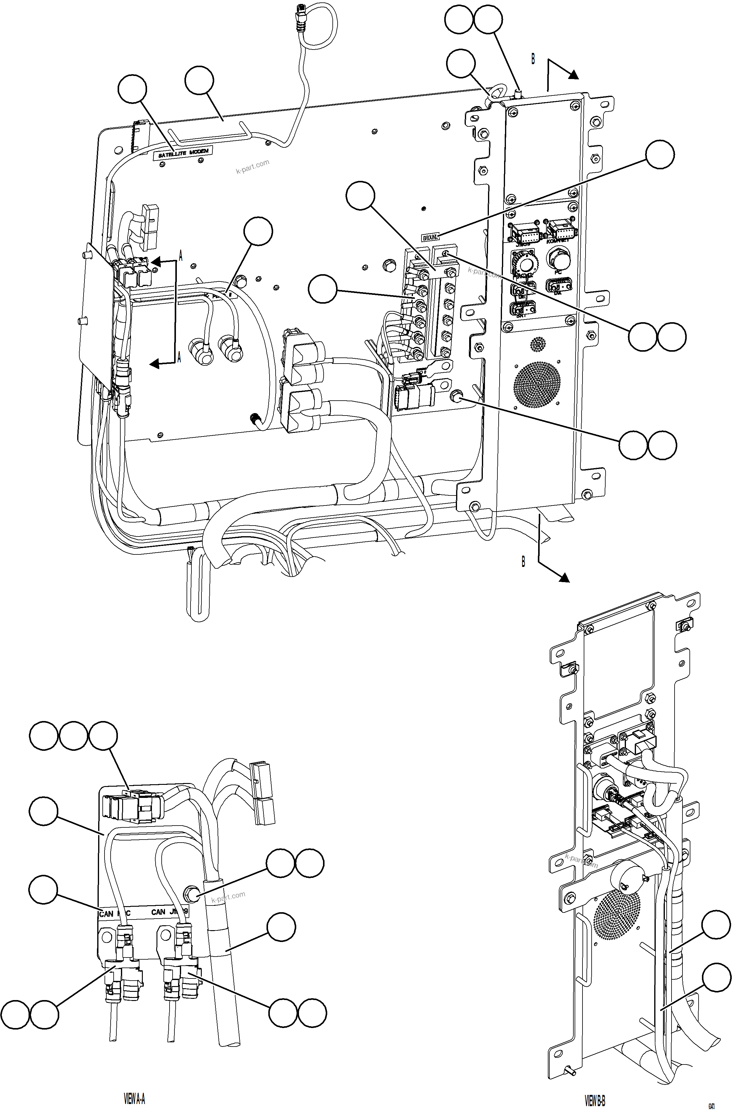 Komatsu parts book diagram for AFE78-CA 930E-5 S/N A40281  IOCC: CAB ELECTRICAL - BACK WALL    2/2
