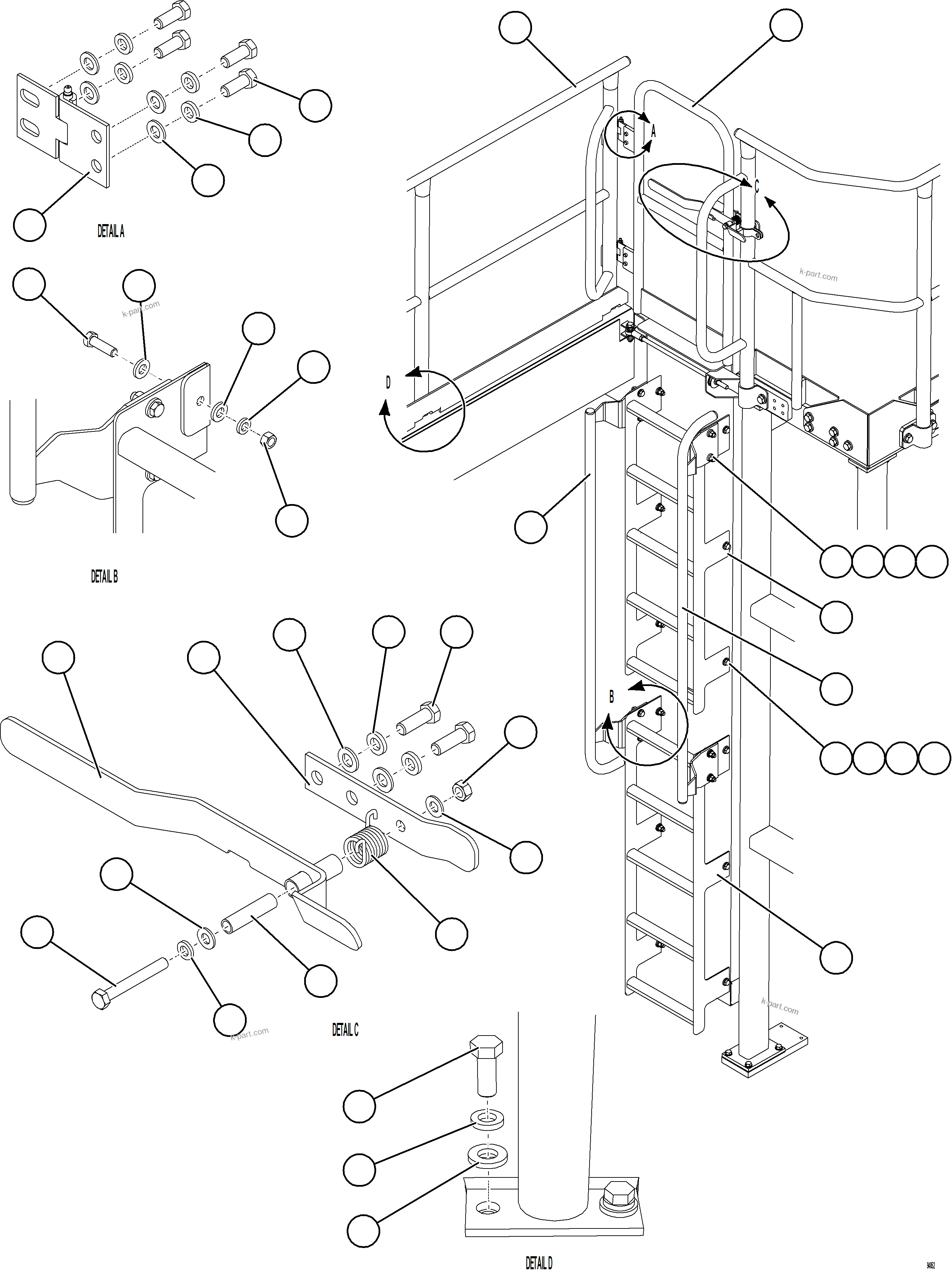 Komatsu parts book diagram for AFE78-CA 930E-5 S/N A40281  IOCC: LH EMERGENCY GATE & LADDER