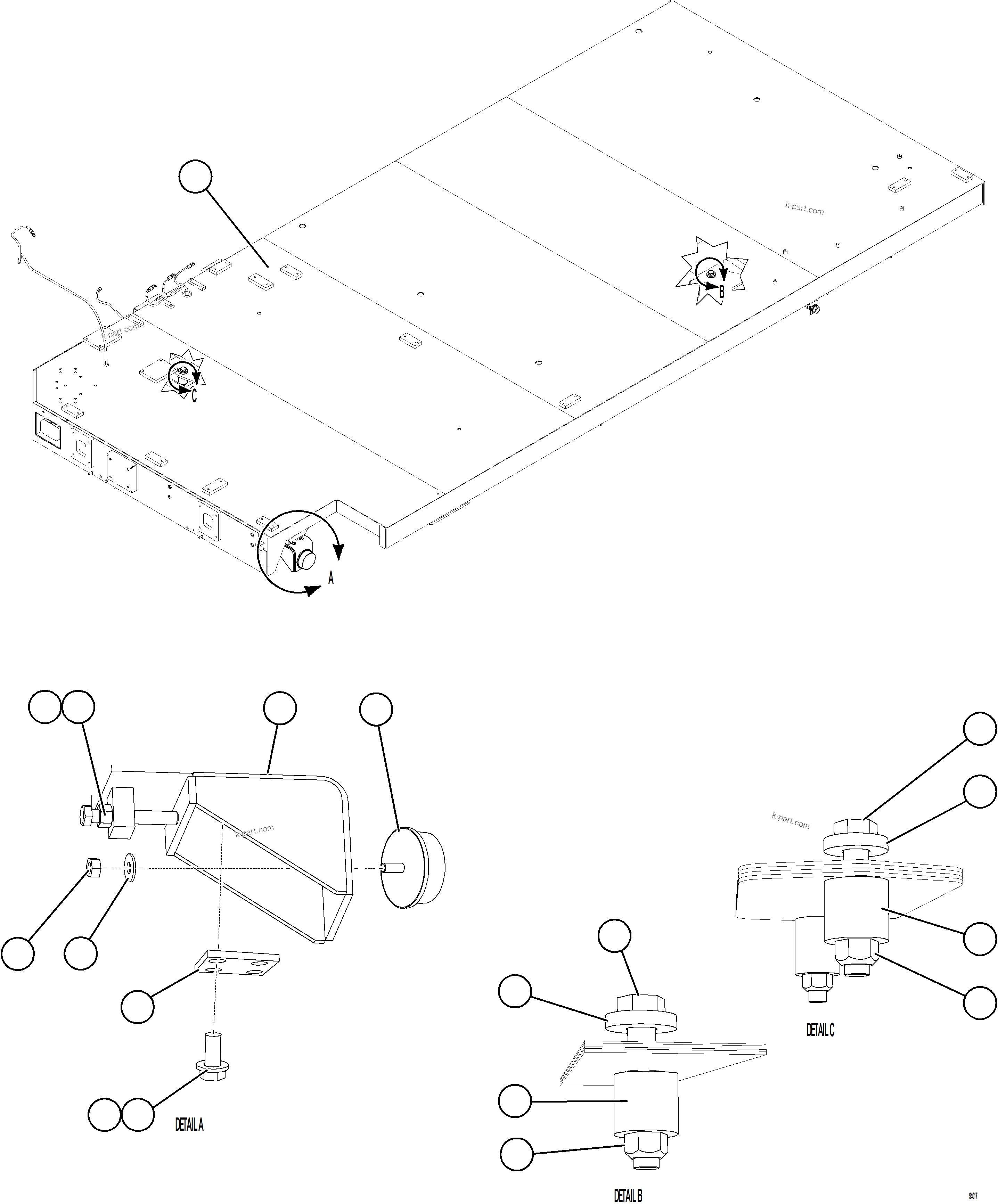 Komatsu parts book diagram for AFE78-CA 930E-5 S/N A40281  IOCC: RH DECK INSTALLATION