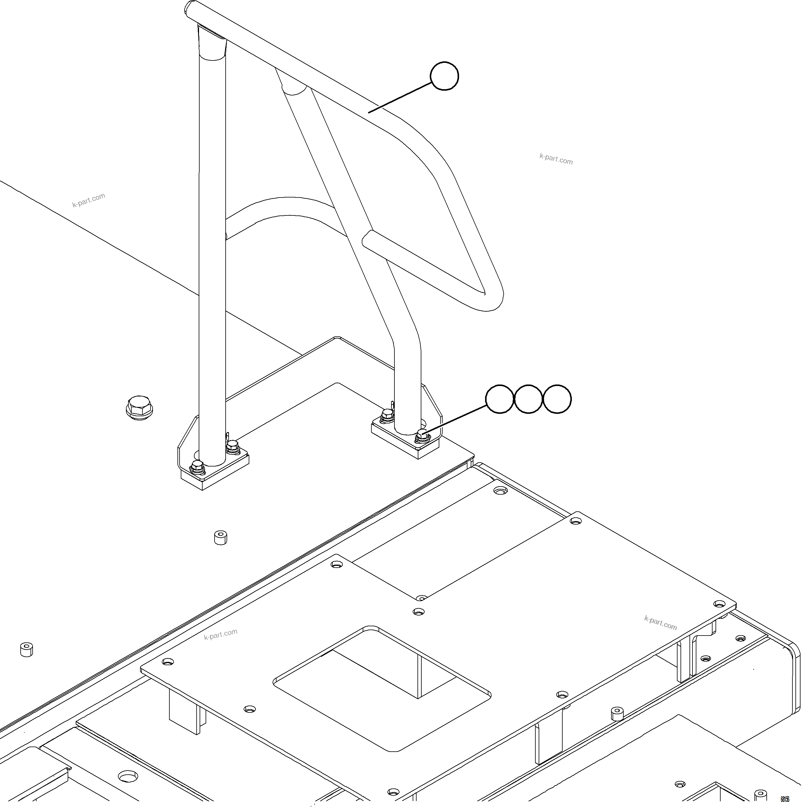 Komatsu parts book diagram for AFE78-CA 930E-5 S/N A40281  IOCC: RH DECK HANDRAILS    2/2