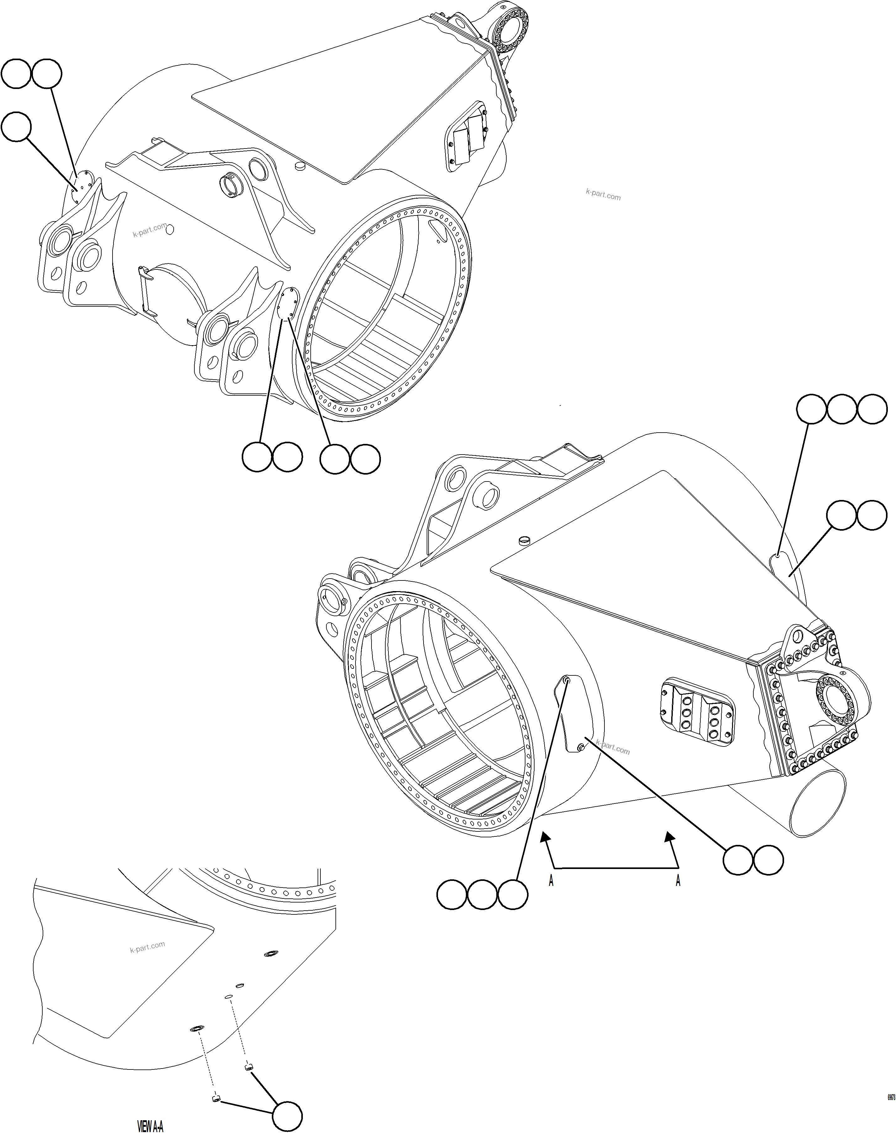 Komatsu parts book diagram for AFE78-CA 930E-5 S/N A40281  IOCC: REAR AXLE HOUSING COVERS