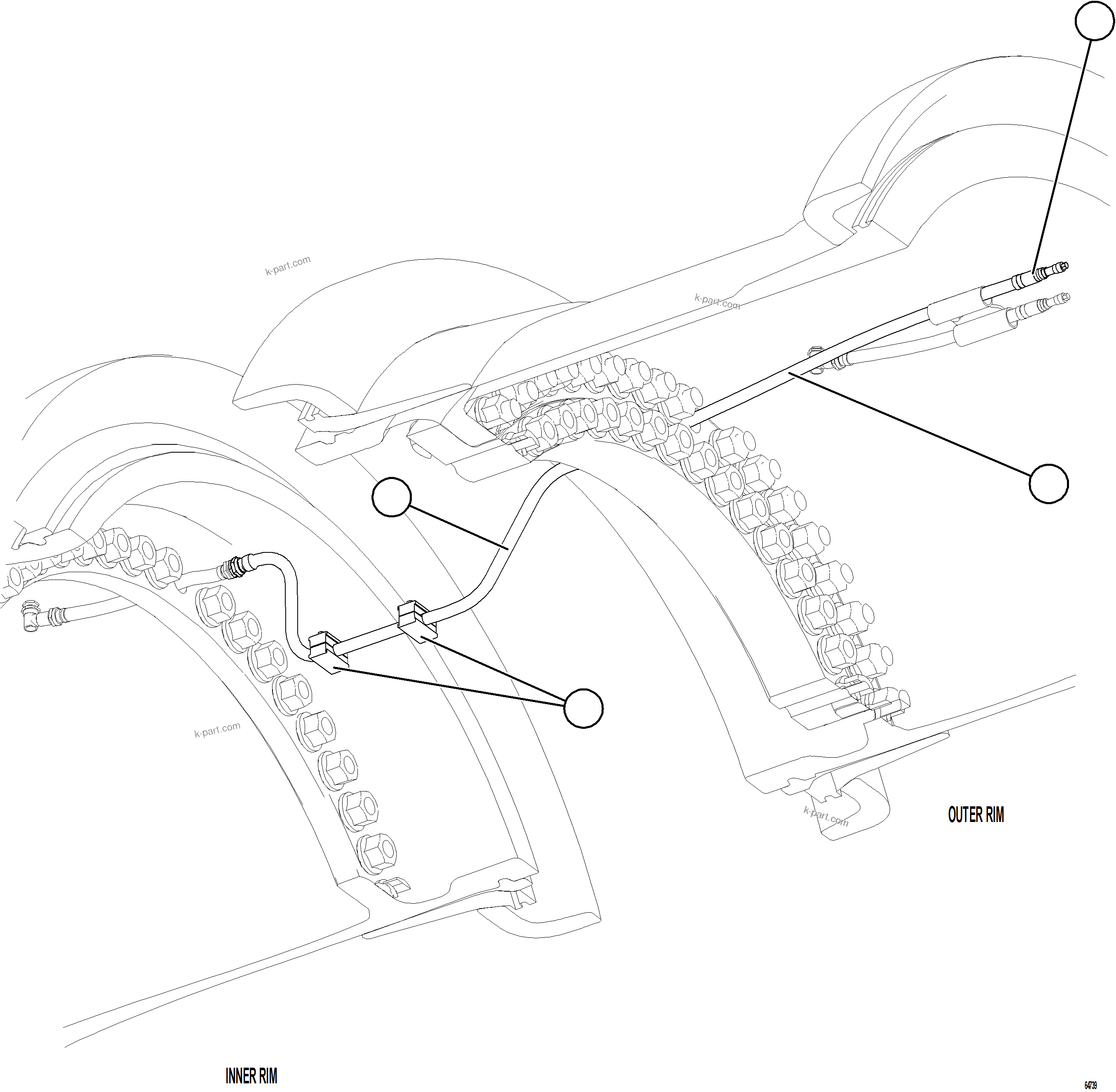 Komatsu parts book diagram for AFE78-CA 930E-5 S/N A40281  IOCC: TIRE INFLATION COMPONENTS - REAR EXTENSION