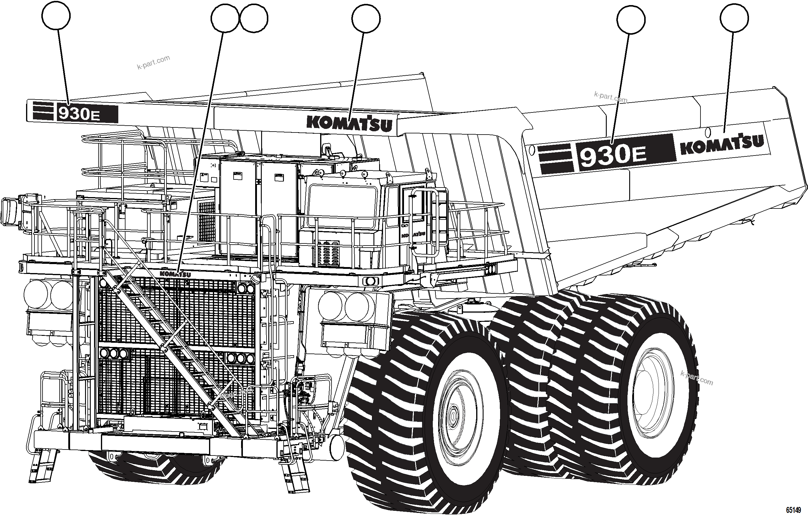 Komatsu parts book diagram for AFE78-CA 930E-5 S/N A40281  IOCC: TRUCK DECALS