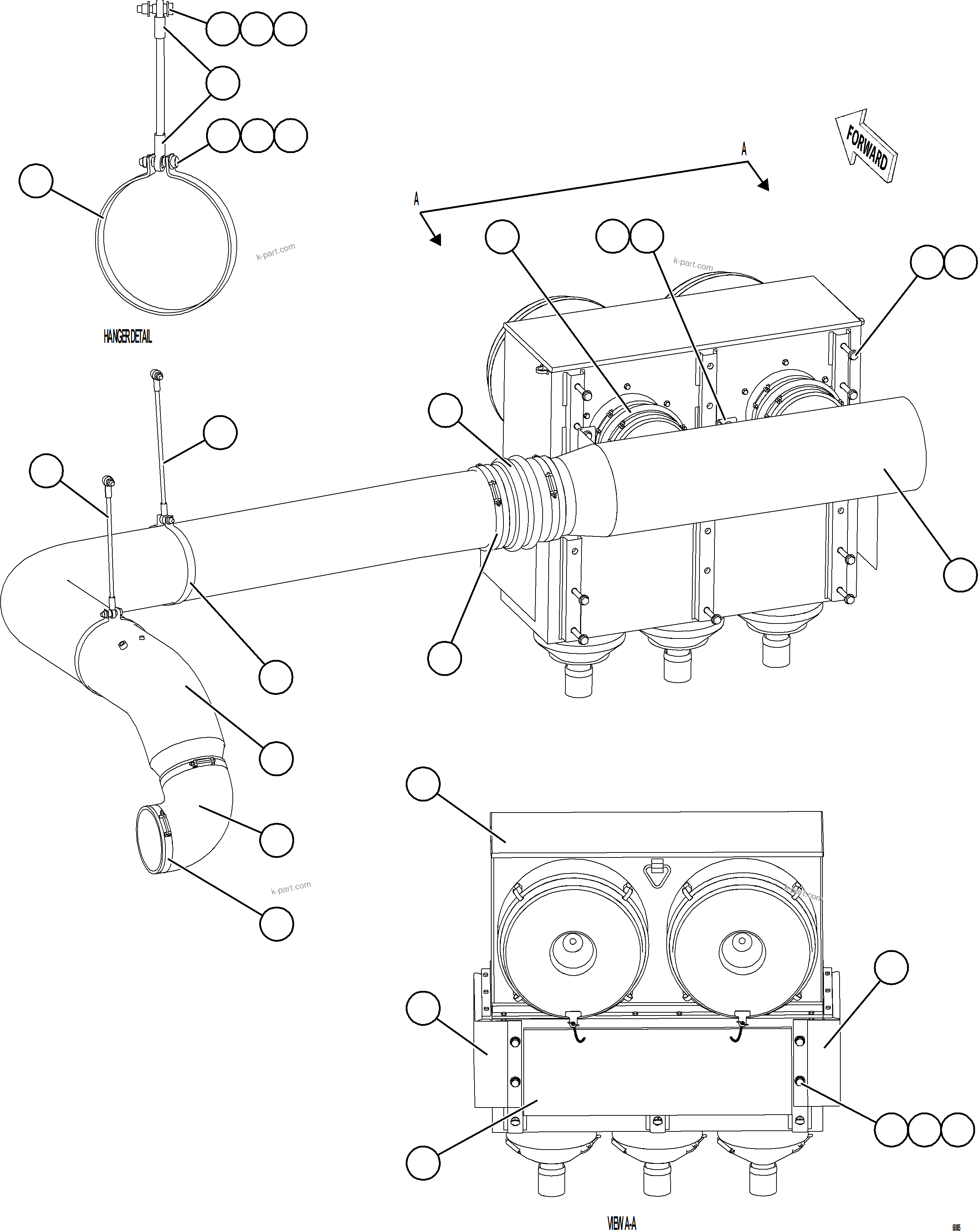 Komatsu parts book diagram for AFE78-CB 930E-5 S/N A40282 - A40283  BOLIDEN: AIR CLEANER PIPING & INSTALLATION - RH