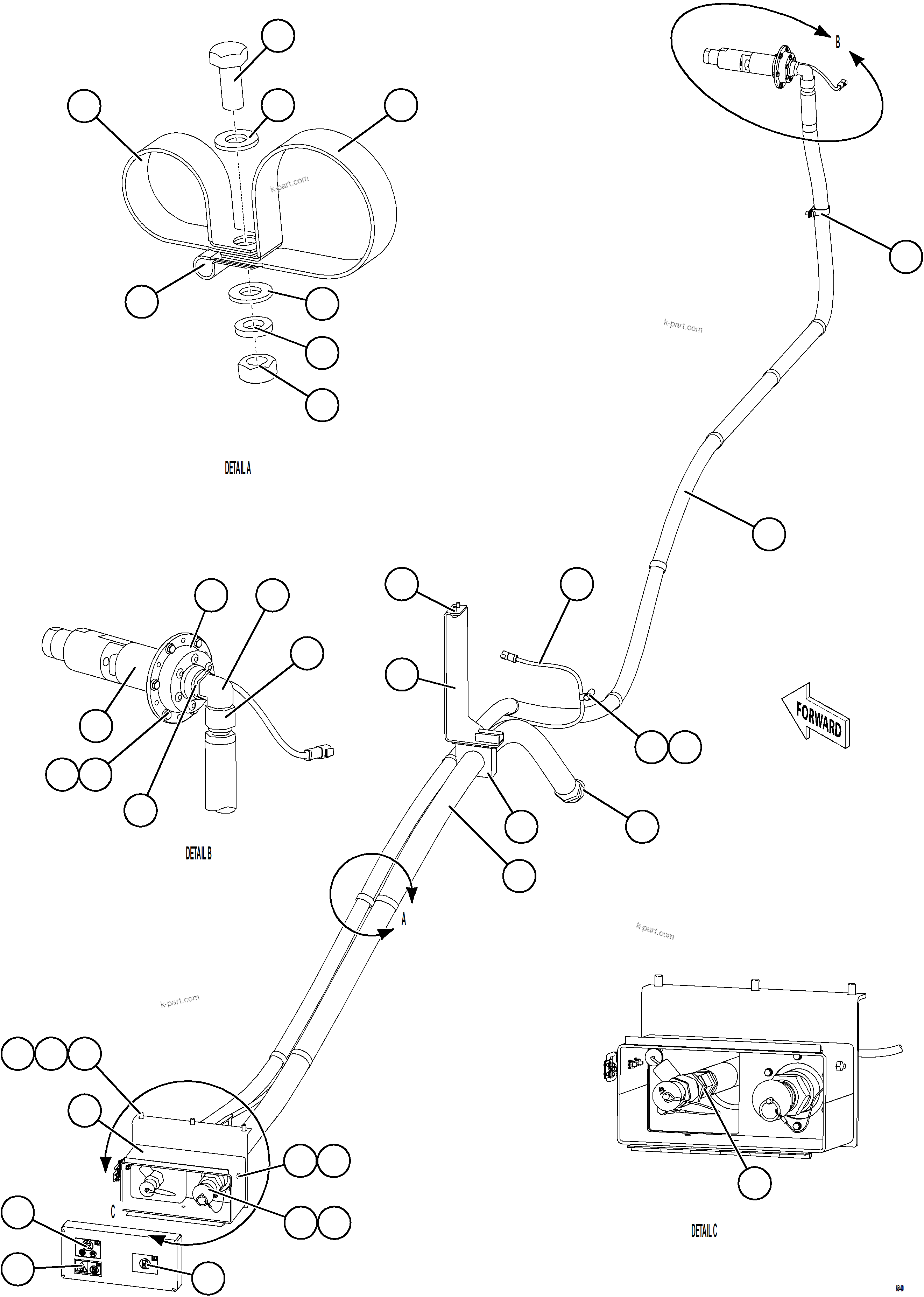 Komatsu parts book diagram for AFE78-CB 930E-5 S/N A40282 - A40283  BOLIDEN: FUEL TANK/DEF TANK REMOTE FILL - LH    1/2