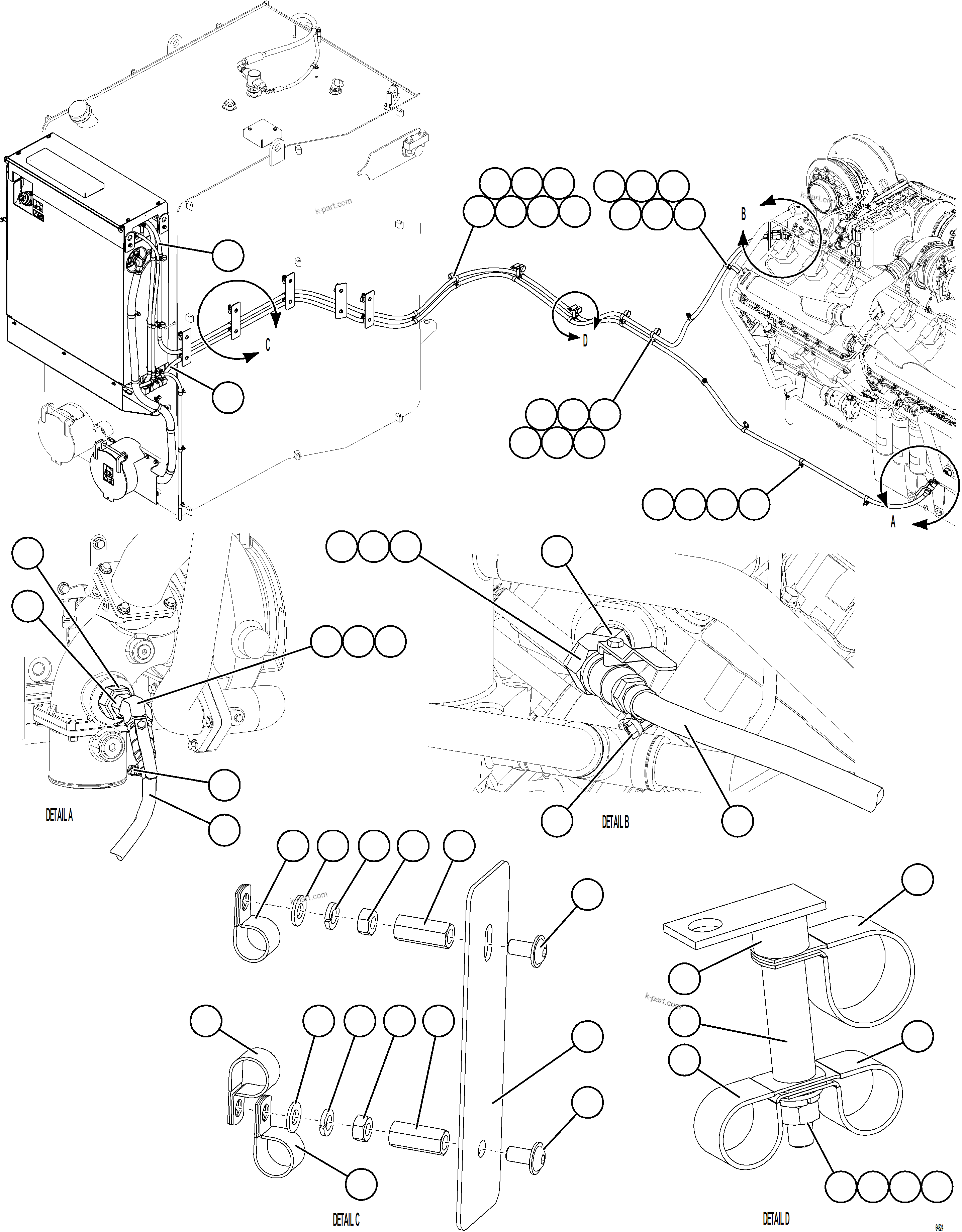 Komatsu parts book diagram for AFE78-CB 930E-5 S/N A40282 - A40283  BOLIDEN: DEF TANK RETURN & SUPPLY PIPING    2/2
