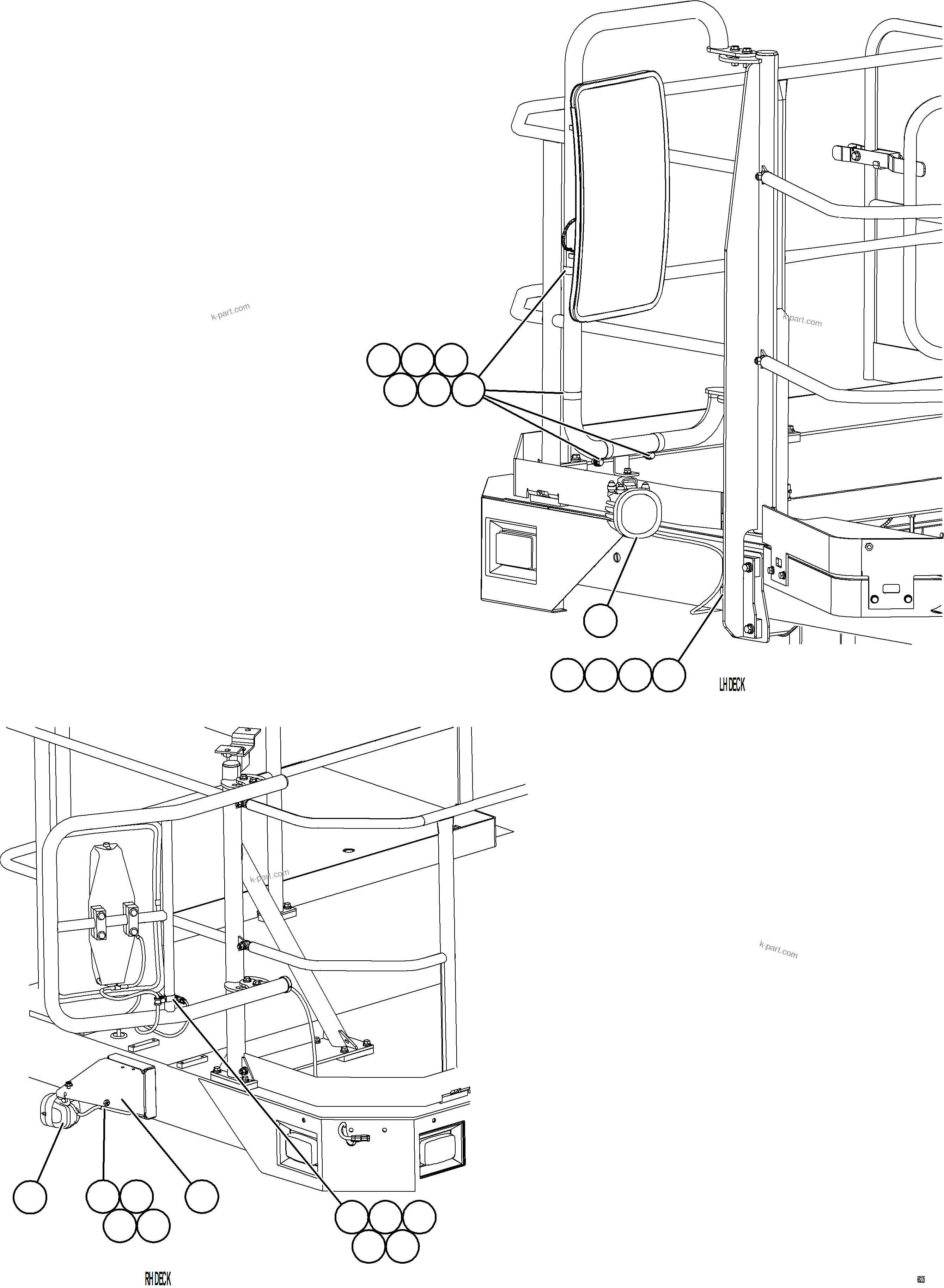 Komatsu parts book diagram for AFE78-CB 930E-5 S/N A40282 - A40283  BOLIDEN: MIRROR MOUNTED BACKUP LIGHTS