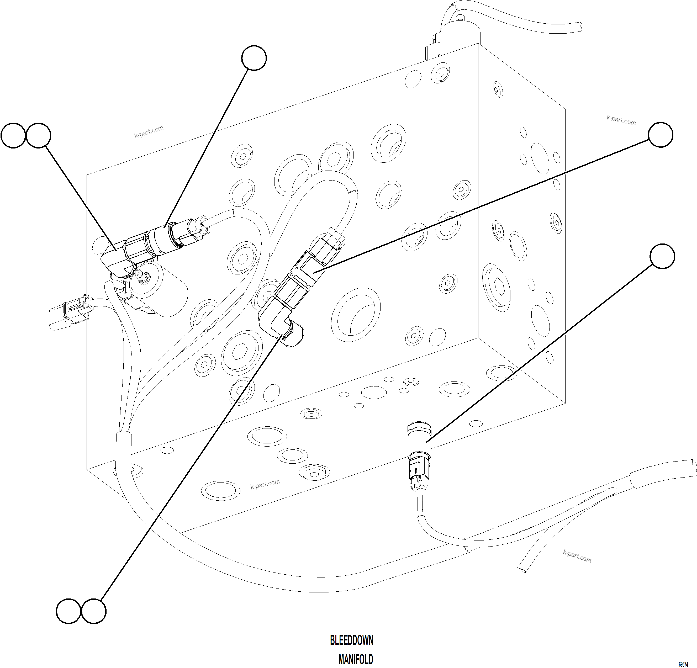 Komatsu parts book diagram for AFE78-CB 930E-5 S/N A40282 - A40283  BOLIDEN: STEERING BLEEDDOWN MANIFOLD SENSOR & SWITCHES