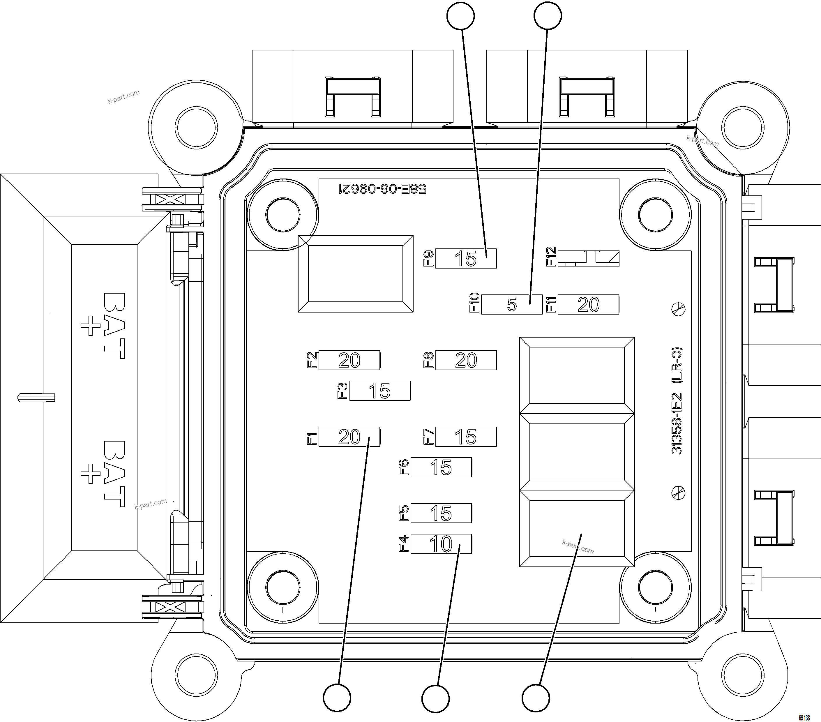Komatsu parts book diagram for AFE78-CB 930E-5 S/N A40282 - A40283  BOLIDEN: VEHICLE ELECTRICAL CENTER VEC-92    58E-06-09621