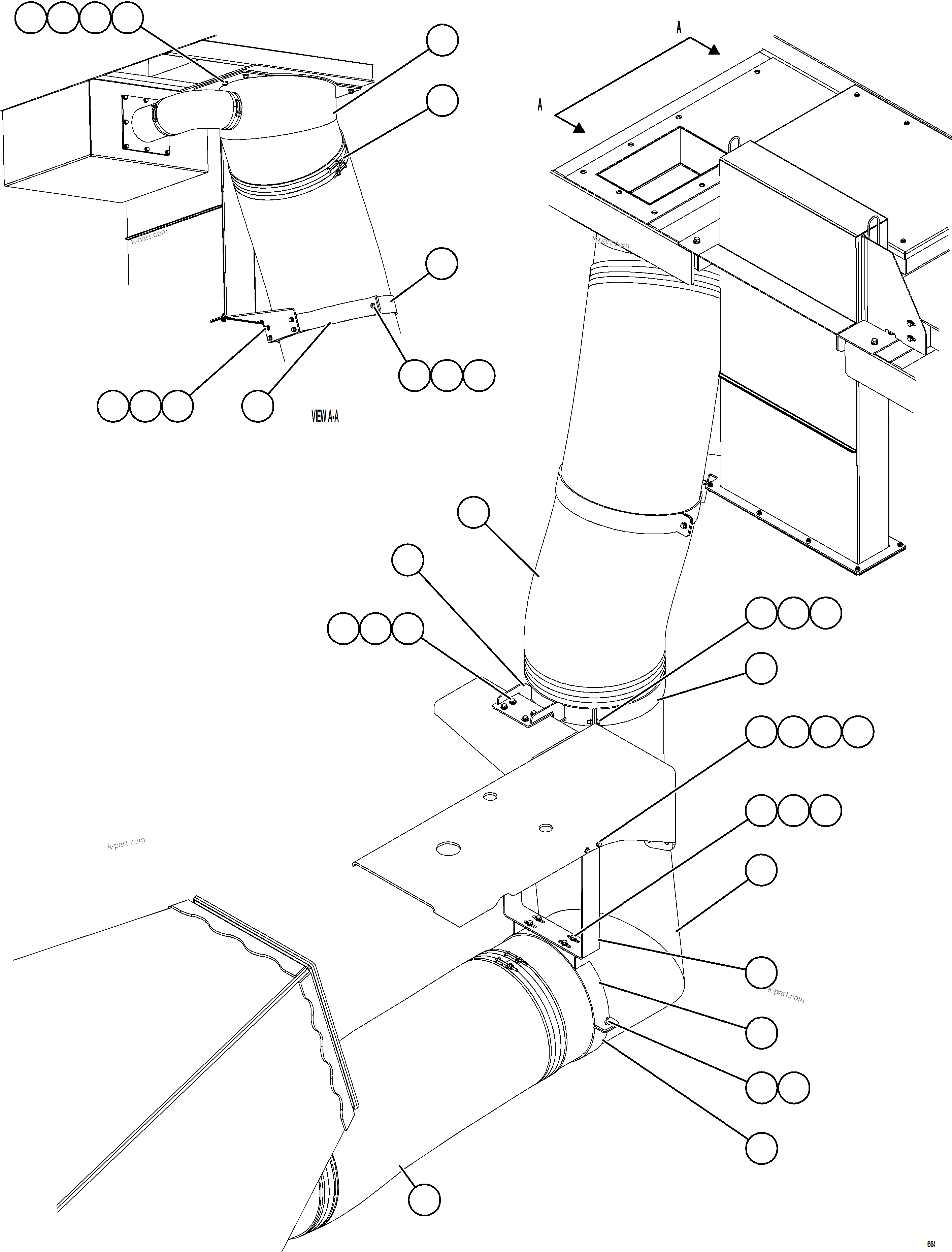 Komatsu parts book diagram for AFE78-CB 930E-5 S/N A40282 - A40283  BOLIDEN: REAR AXLE BLOWER DUCTS
