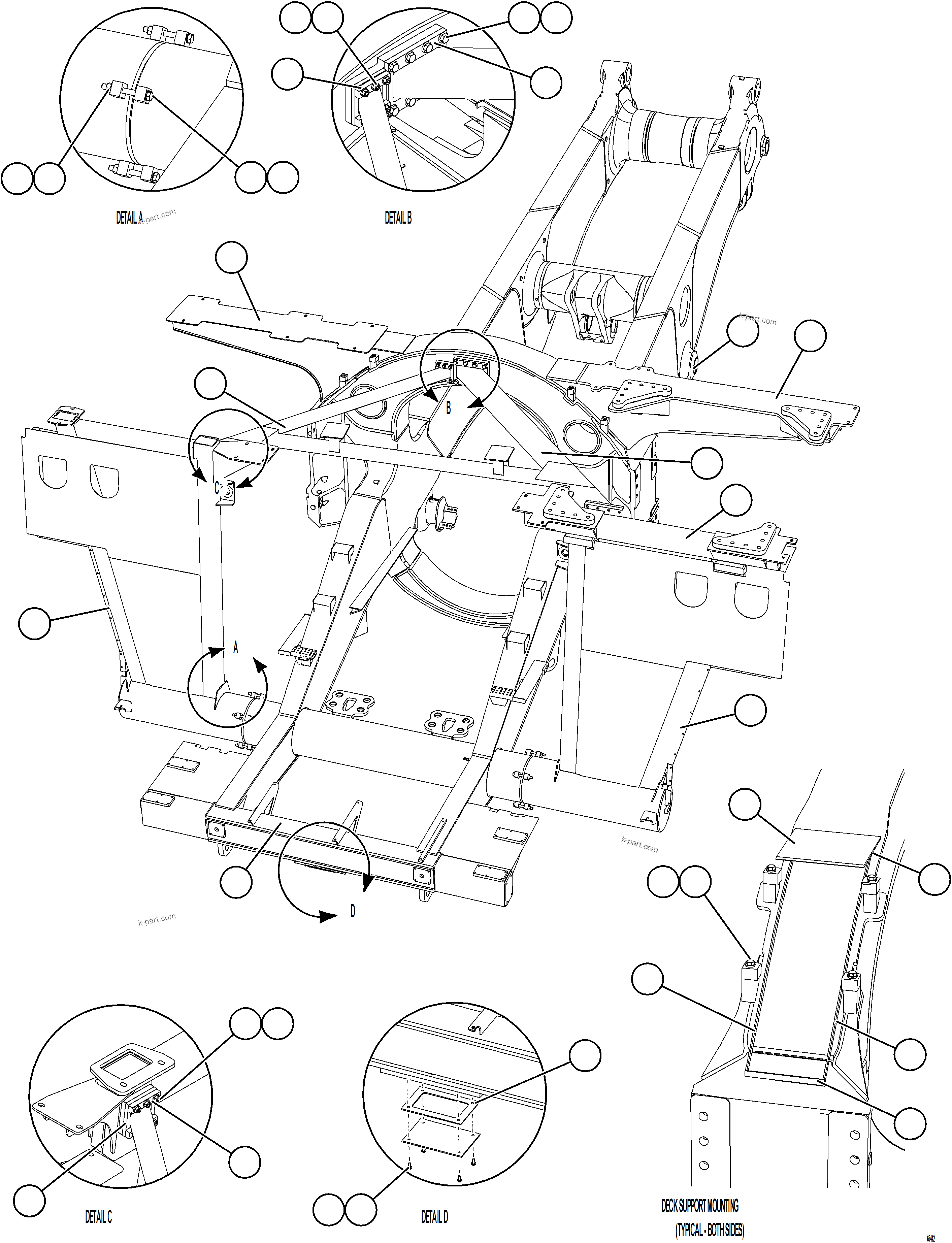 Komatsu parts book diagram for AFE78-CB 930E-5 S/N A40282 - A40283  BOLIDEN: FRAME & UPRIGHTS