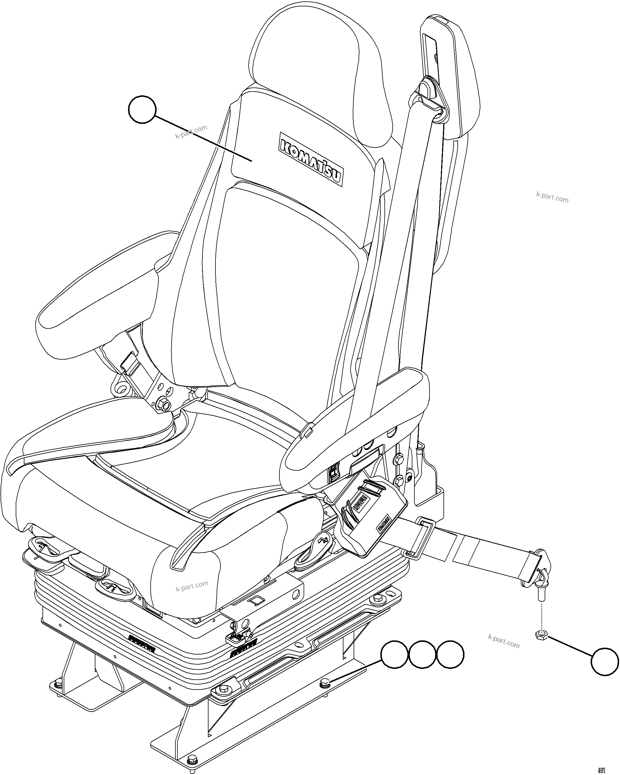 Komatsu parts book diagram for AFE78-CB 930E-5 S/N A40282 - A40283  BOLIDEN: OPERATOR SEAT INSTALLATION