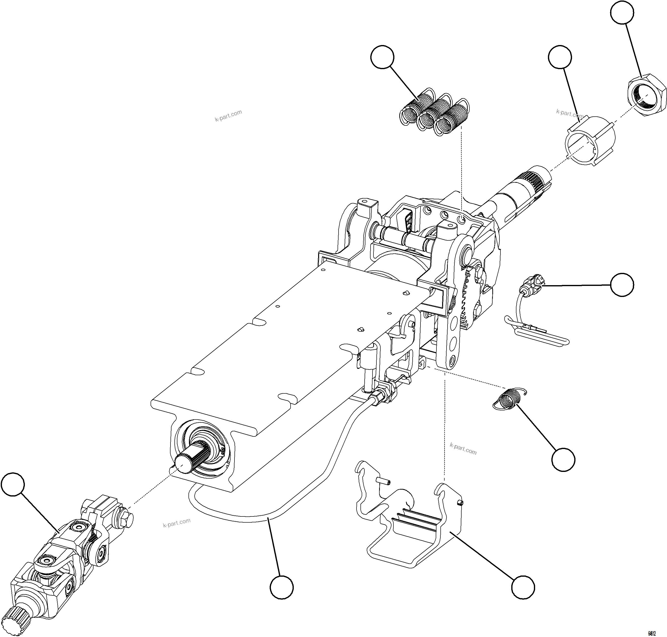 Komatsu parts book diagram for AFE78-CB 930E-5 S/N A40282 - A40283  BOLIDEN: STEERING COLUMN ASSEMBLY    58E-54-06714