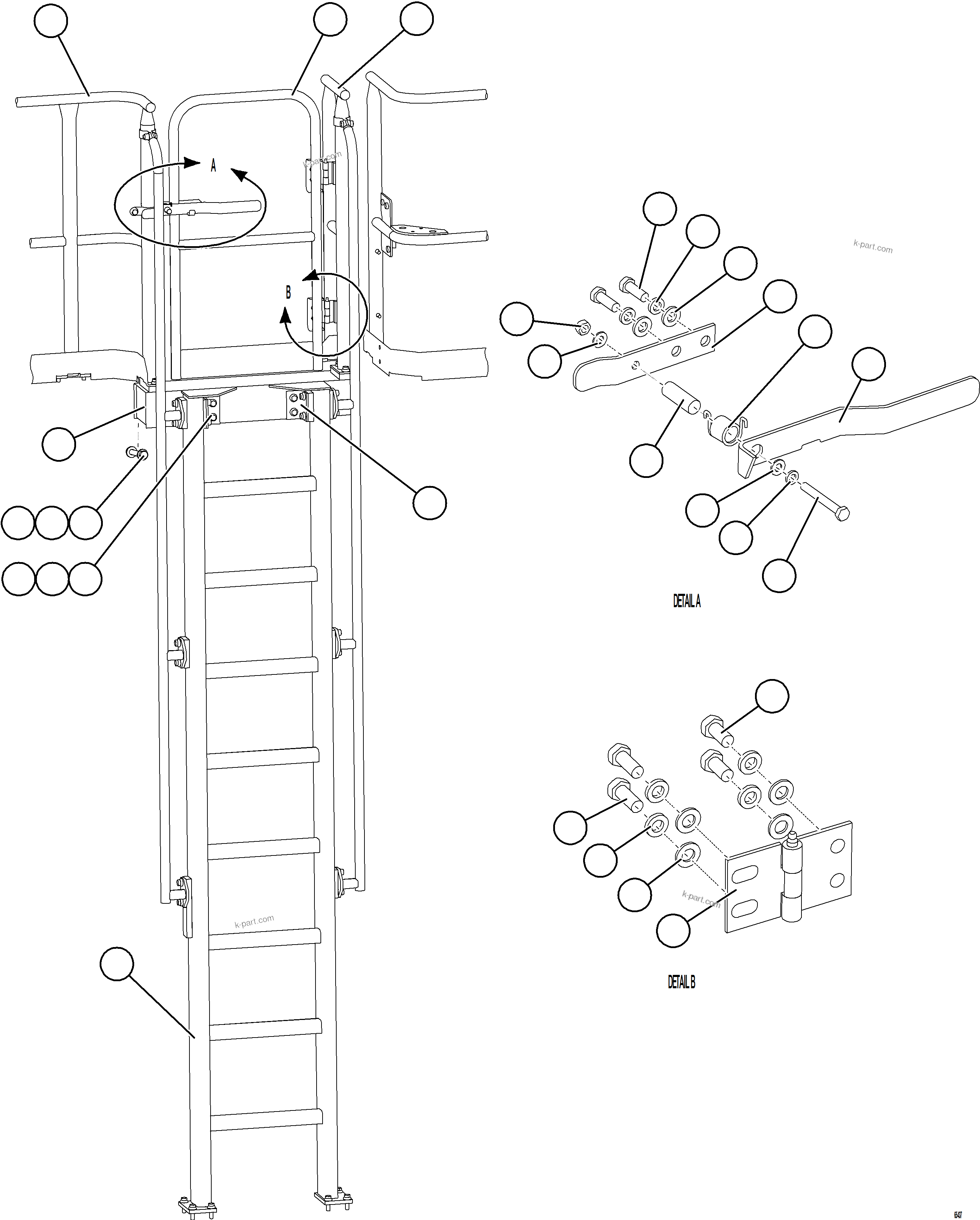 Komatsu parts book diagram for AFE78-CB 930E-5 S/N A40282 - A40283  BOLIDEN: RH EMERGENCY GATE & LADDER