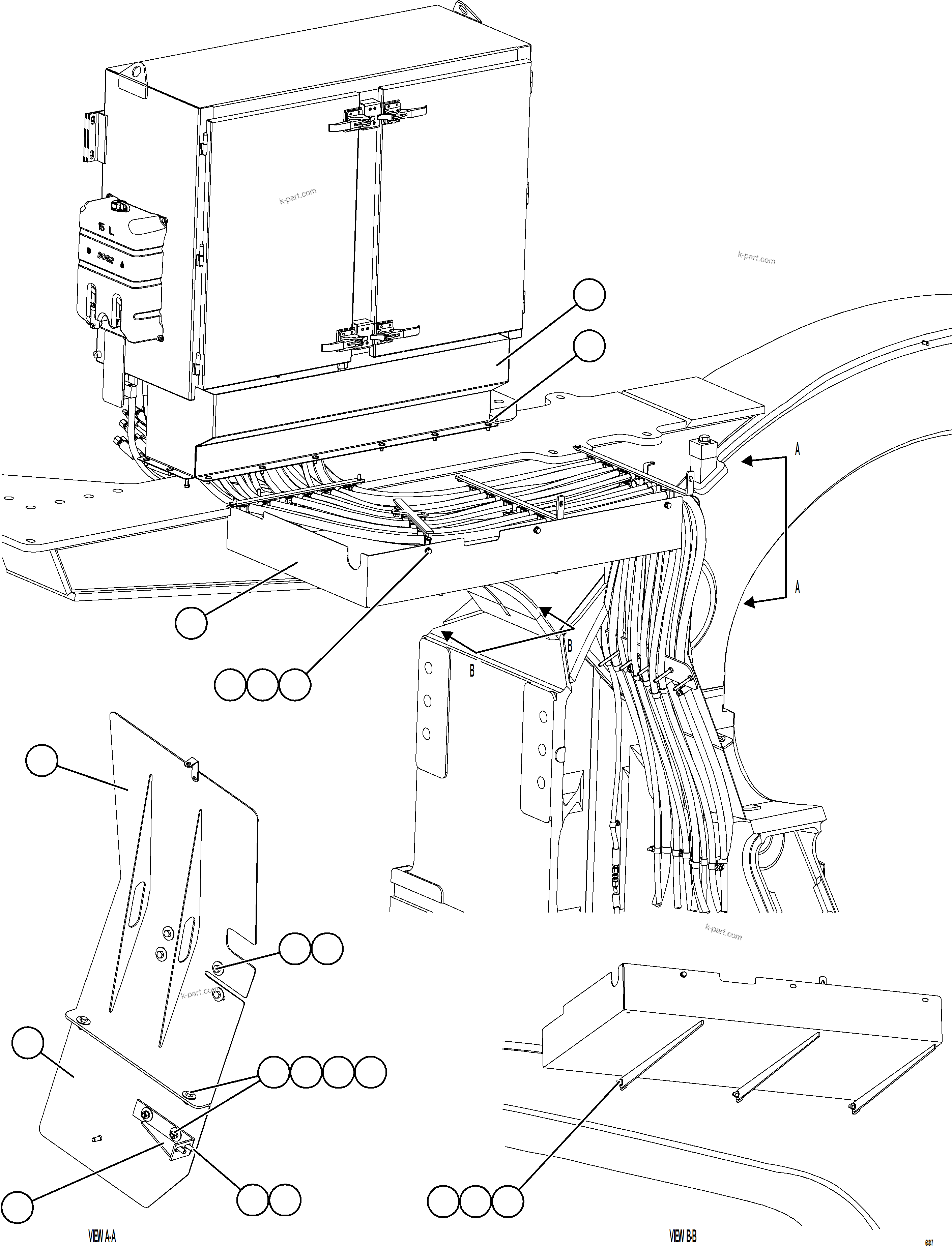 Komatsu parts book diagram for AFE78-CB 930E-5 S/N A40282 - A40283  BOLIDEN: HYDRAULIC HOSE SHIELDS