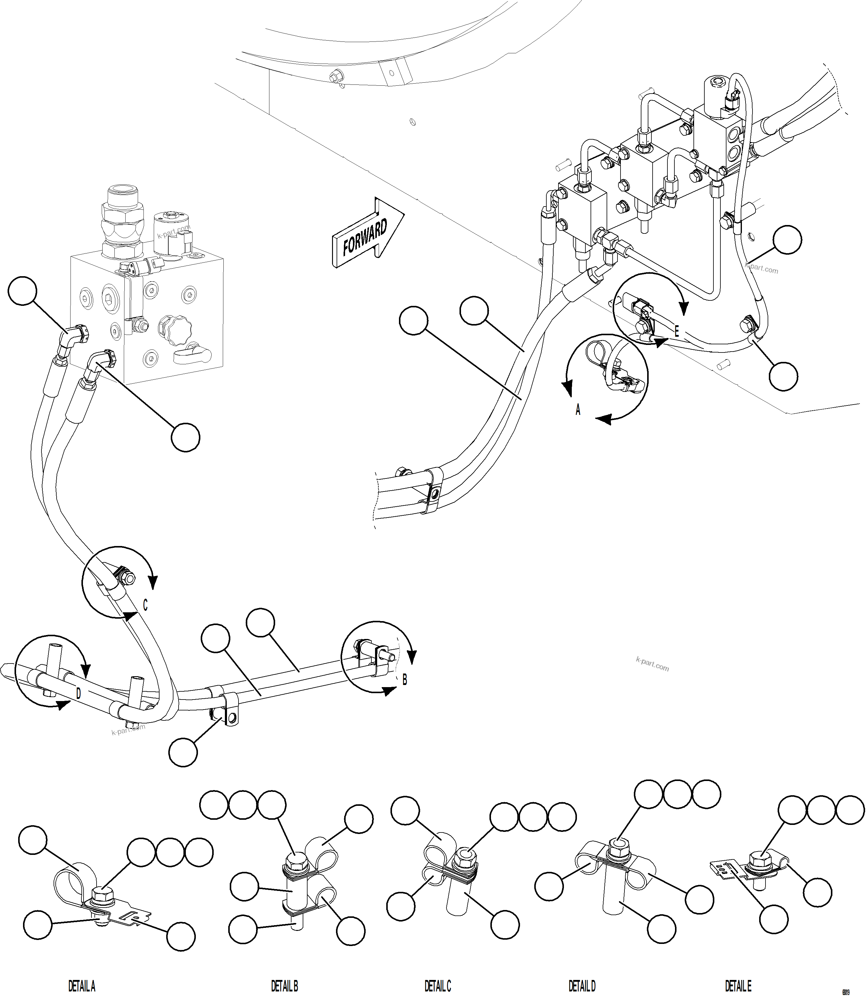 Komatsu parts book diagram for AFE78-CB 930E-5 S/N A40282 - A40283  BOLIDEN: SHUTTER HOSES