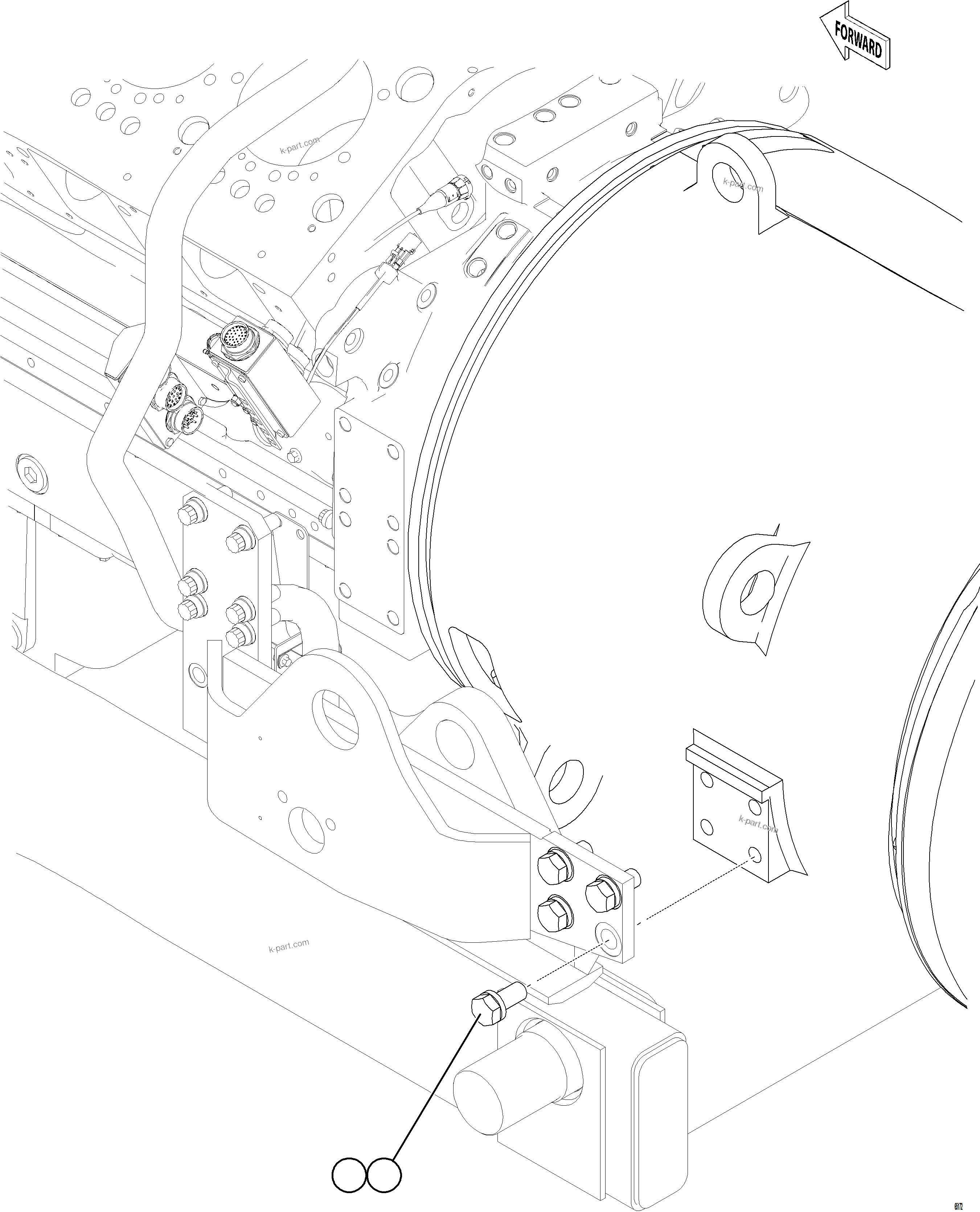 Komatsu parts book diagram for AFE78-CH 930E-5 S/N A40303 - A40306  BARRICK LUMWANA: ENGINE CRADLE INSTALLATION    2/2