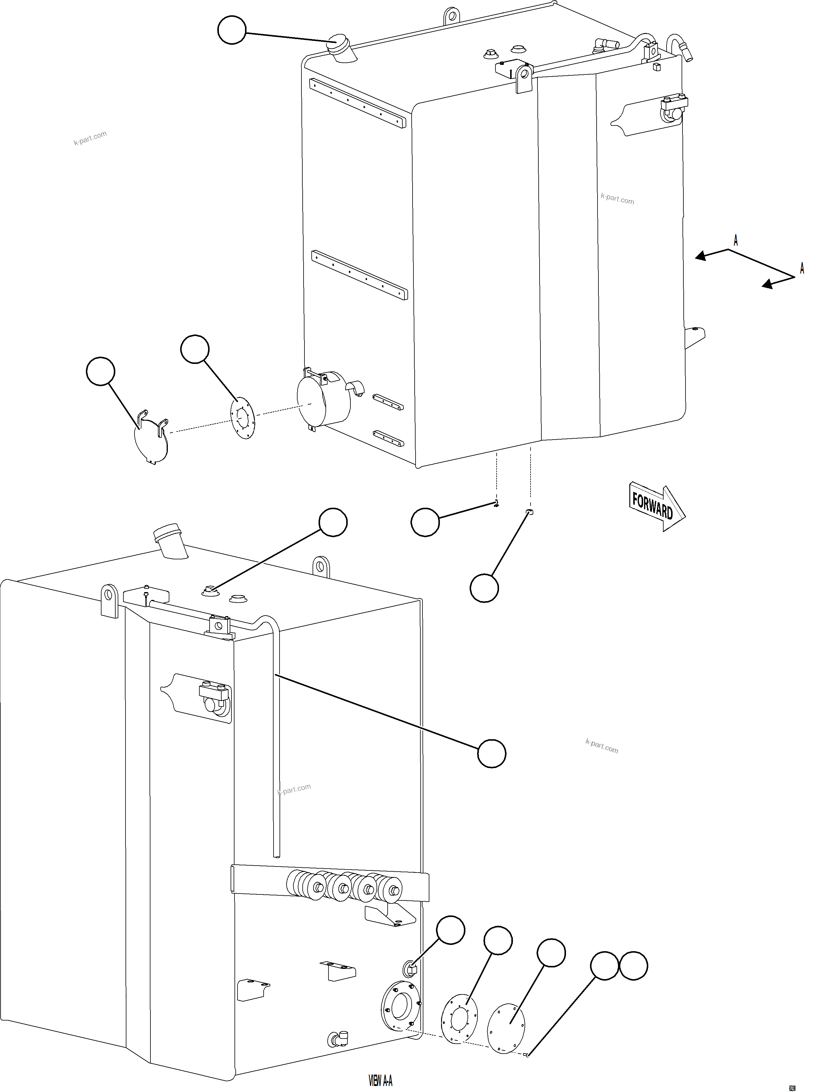 Komatsu parts book diagram for AFE78-CH 930E-5 S/N A40303 - A40306  BARRICK LUMWANA: FUEL TANK ASSEMBLY    58F-04-00702