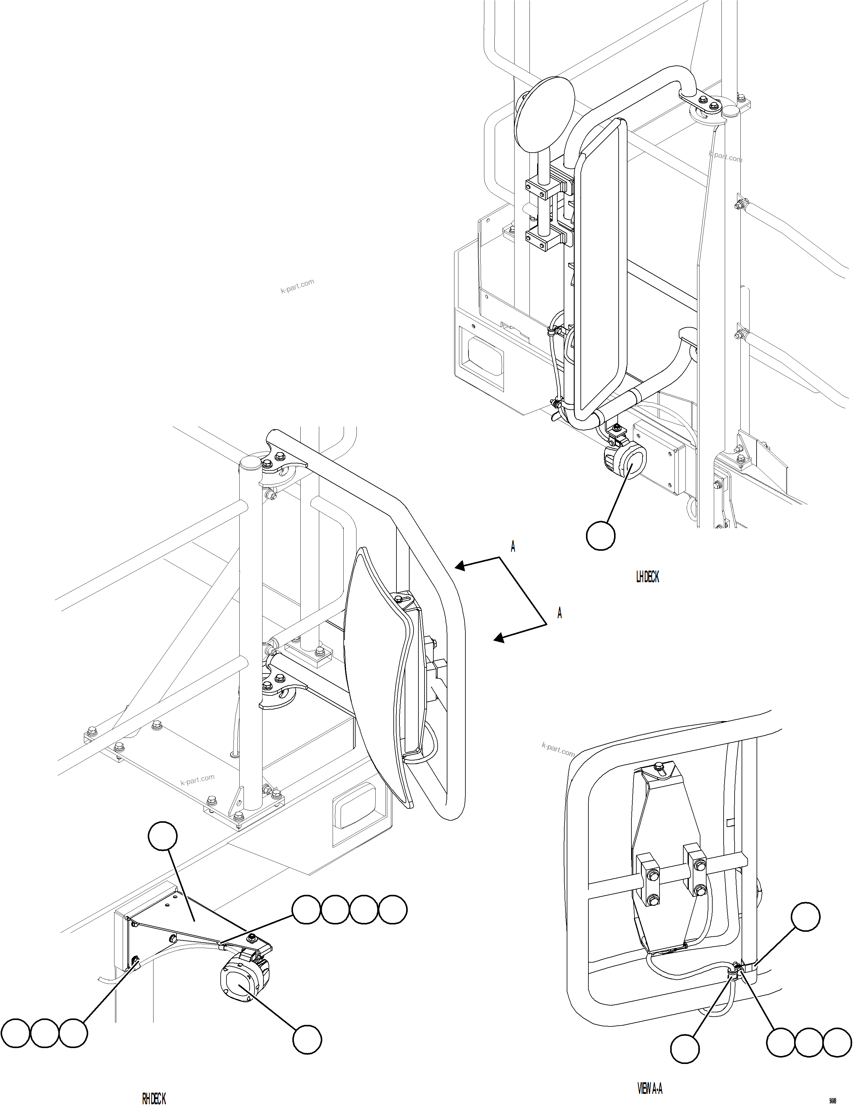 Komatsu parts book diagram for AFE78-CH 930E-5 S/N A40303 - A40306  BARRICK LUMWANA: MIRROR MOUNTED BACKUP LIGHTS