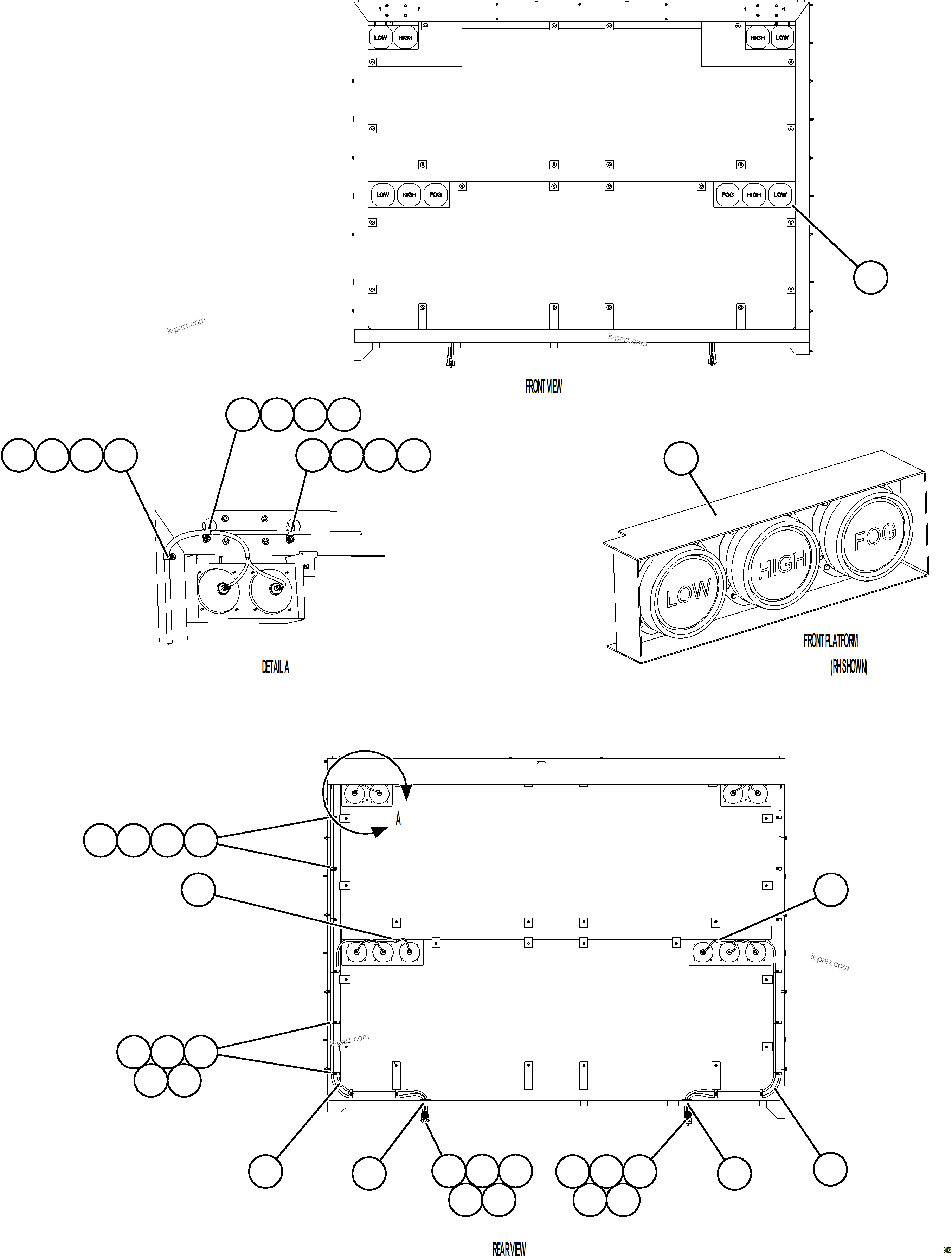 Komatsu parts book diagram for AFE78-CH 930E-5 S/N A40303 - A40306  BARRICK LUMWANA: HEADLIGHT WIRING HARNESS