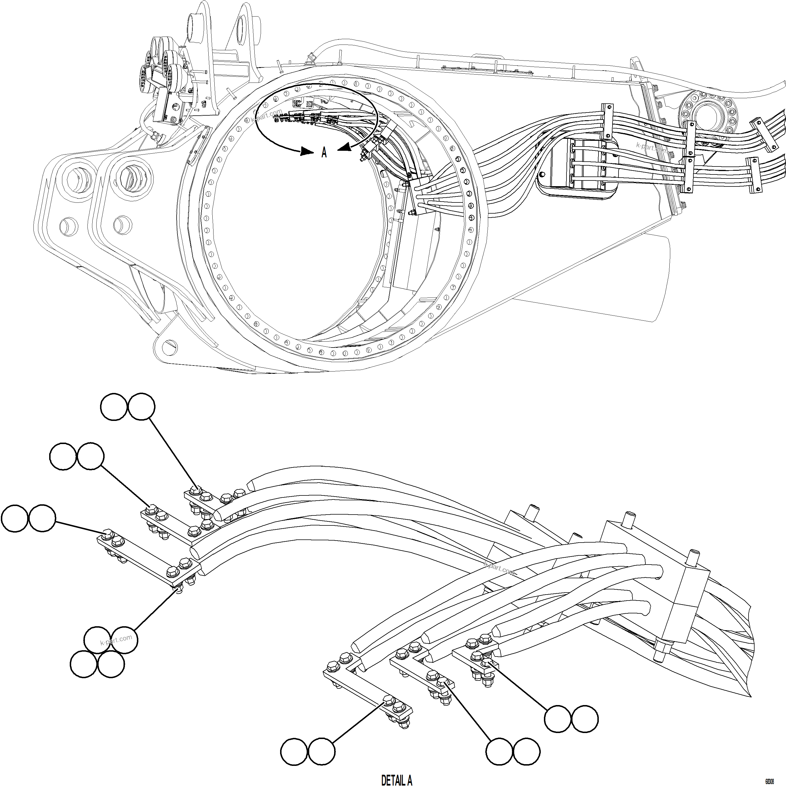 Komatsu parts book diagram for AFE78-CH 930E-5 S/N A40303 - A40306  BARRICK LUMWANA: WHEEL MOTOR CABLE CONNECTIONS
