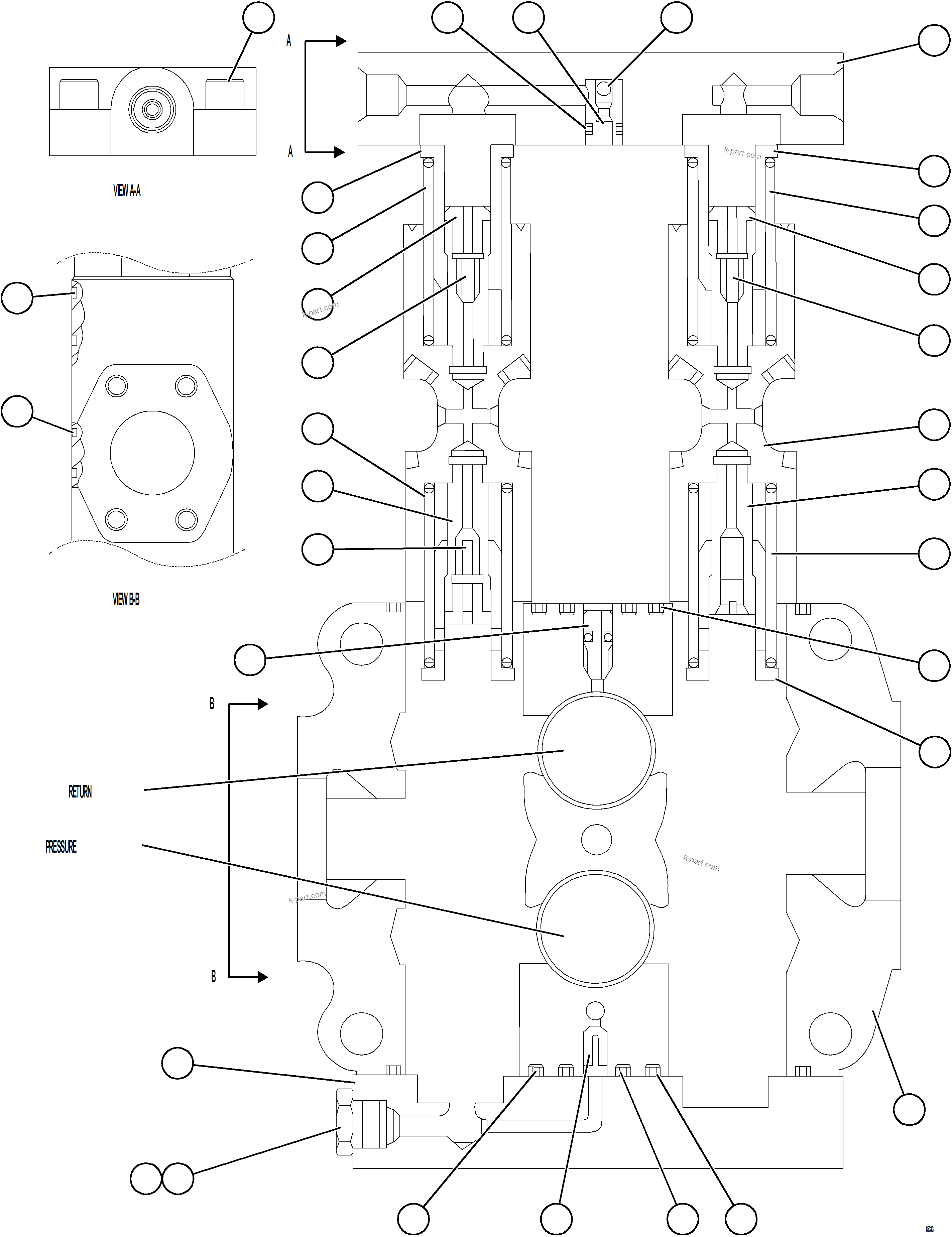 Komatsu parts book diagram for AFE78-CH 930E-5 S/N A40303 - A40306  BARRICK LUMWANA: SPOOL SECTION ASSEMBLY    VE3810