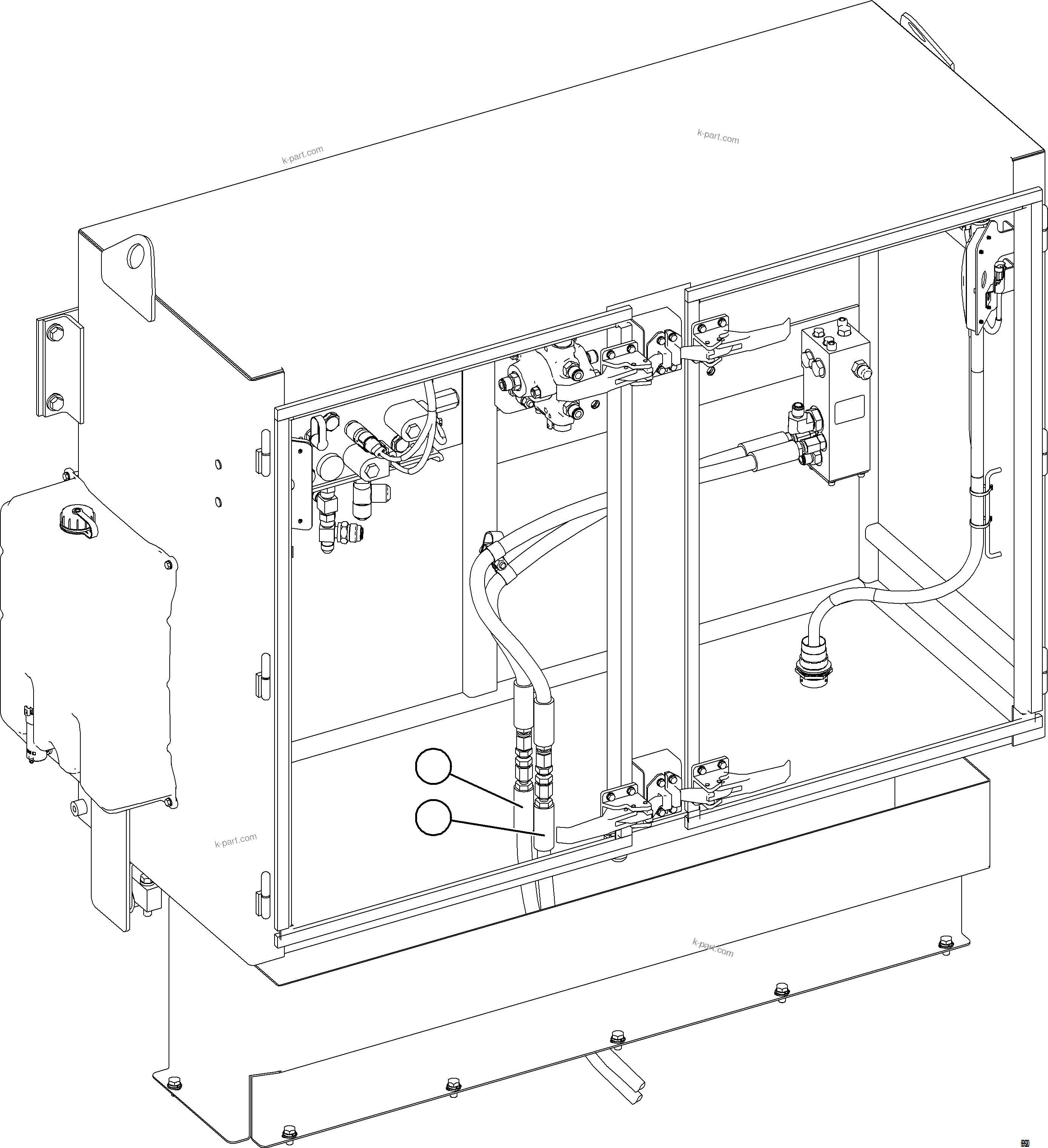 Komatsu parts book diagram for AFE78-CH 930E-5 S/N A40303 - A40306  BARRICK LUMWANA: HYDRAULIC BRAKE CABINET PIPING - DUAL RELAY VALVE
