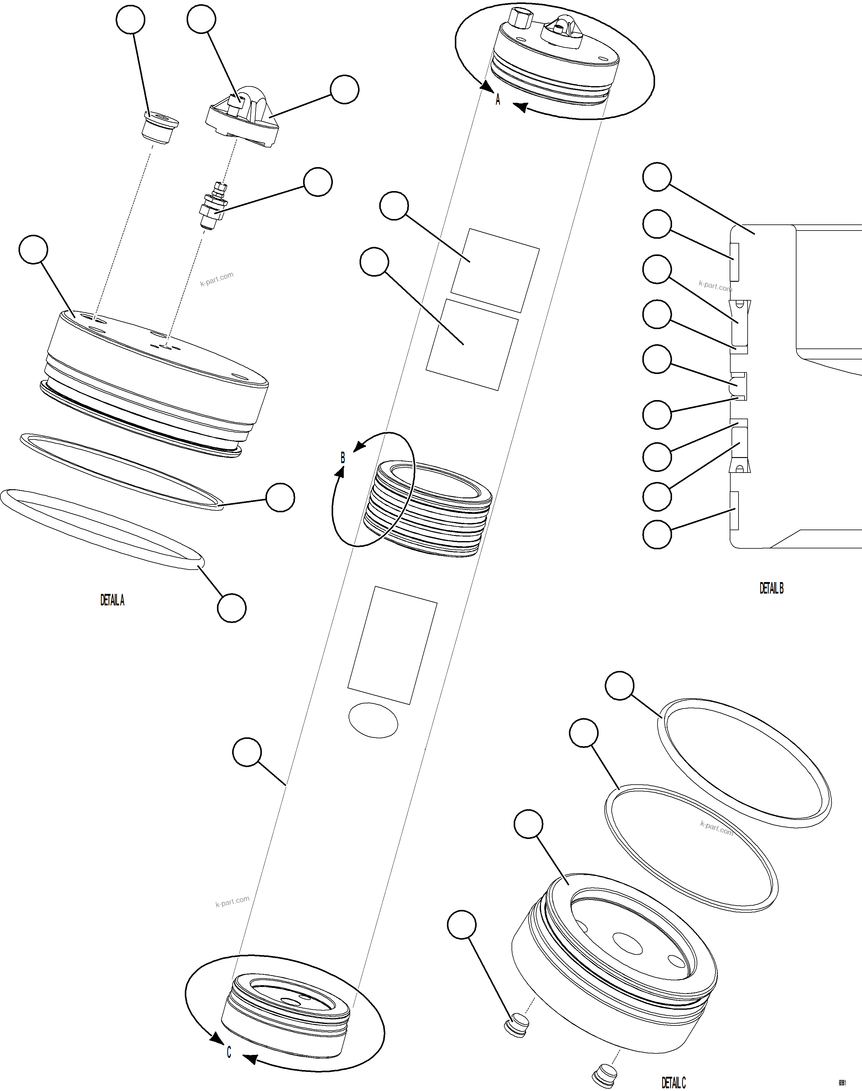Komatsu parts book diagram for AFE78-CH 930E-5 S/N A40303 - A40306  BARRICK LUMWANA: PISTON ACCUMULATOR ASSM (10.0 GAL)    58B-60-20071