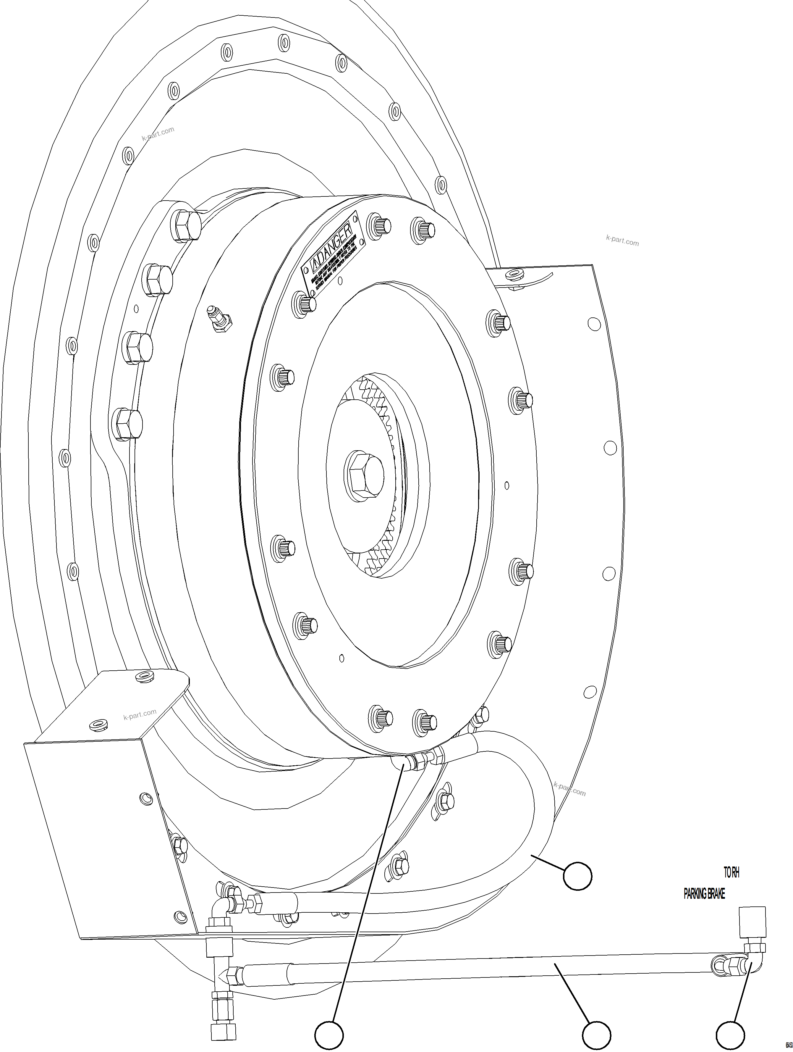 Komatsu parts book diagram for AFE78-CH 930E-5 S/N A40303 - A40306  BARRICK LUMWANA: PARKING BRAKE PIPING