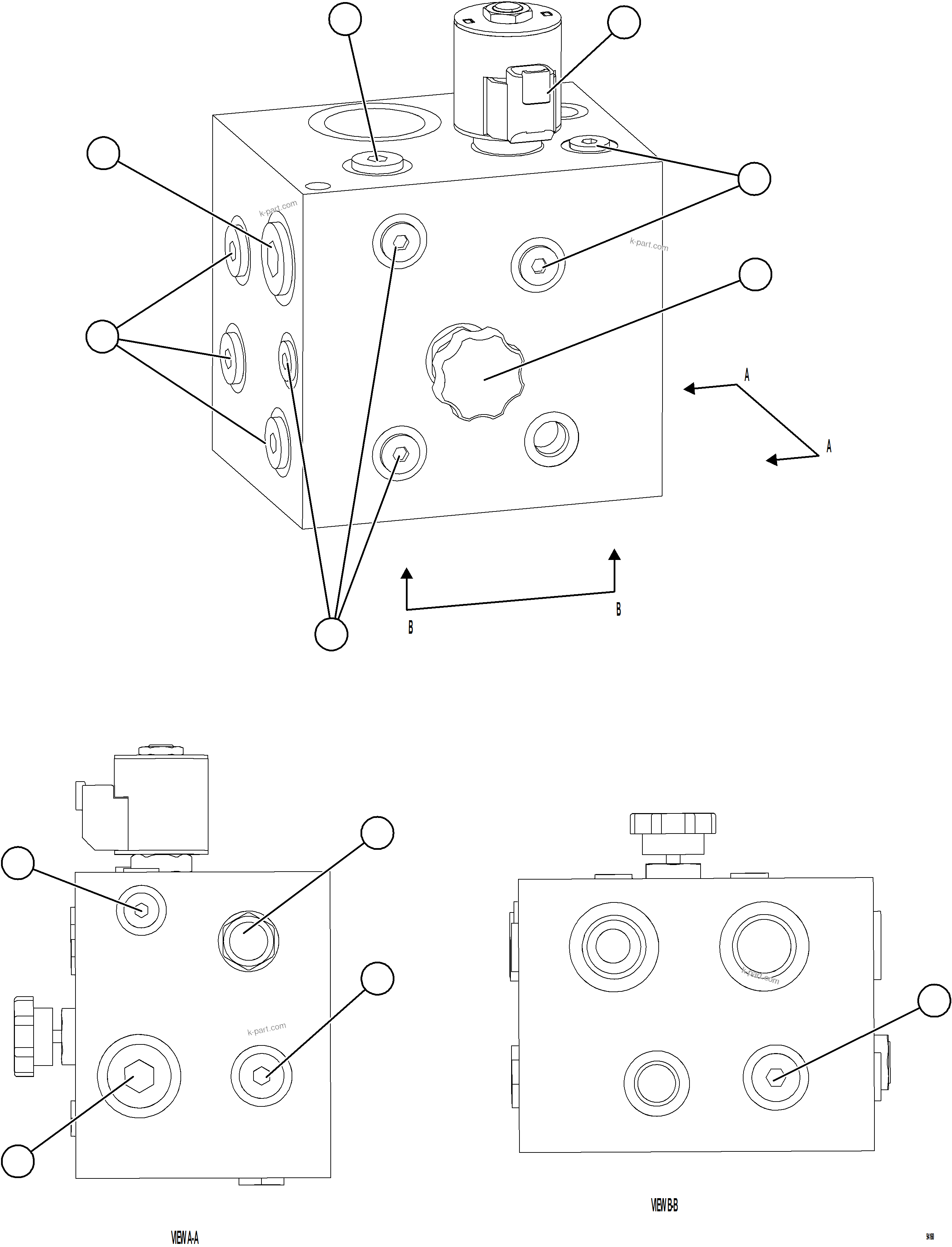 Komatsu parts book diagram for AFE78-CH 930E-5 S/N A40303 - A40306  BARRICK LUMWANA: AUXILIARY HYDRAULIC MANIFOLD    58B-60-01771