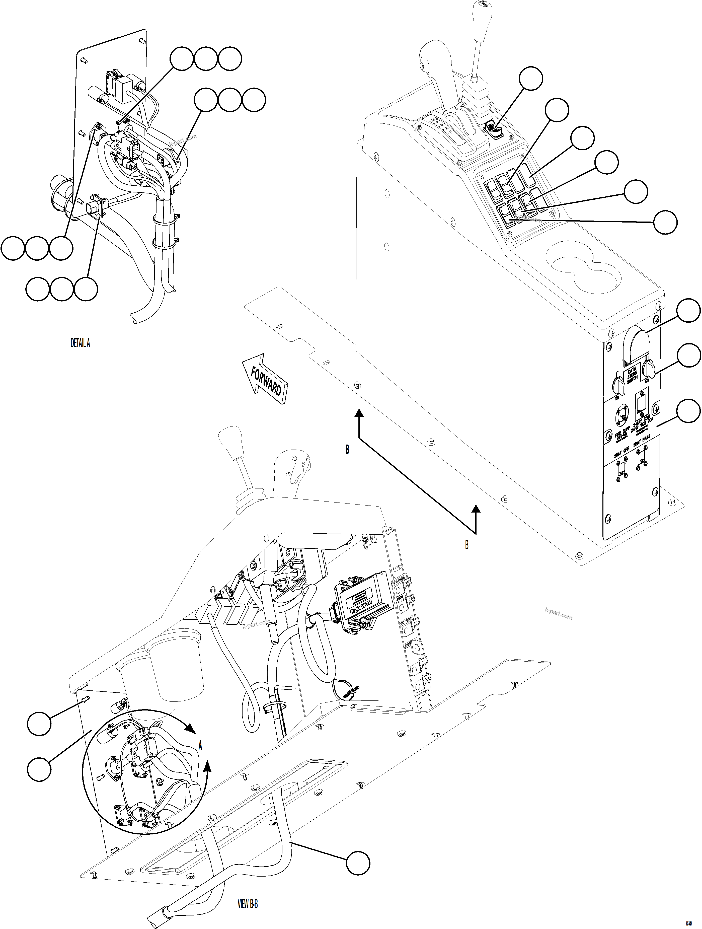 Komatsu parts book diagram for AFE78-CH 930E-5 S/N A40303 - A40306  BARRICK LUMWANA: CENTER CONSOLE MODULE - ELECTRICAL    1/2