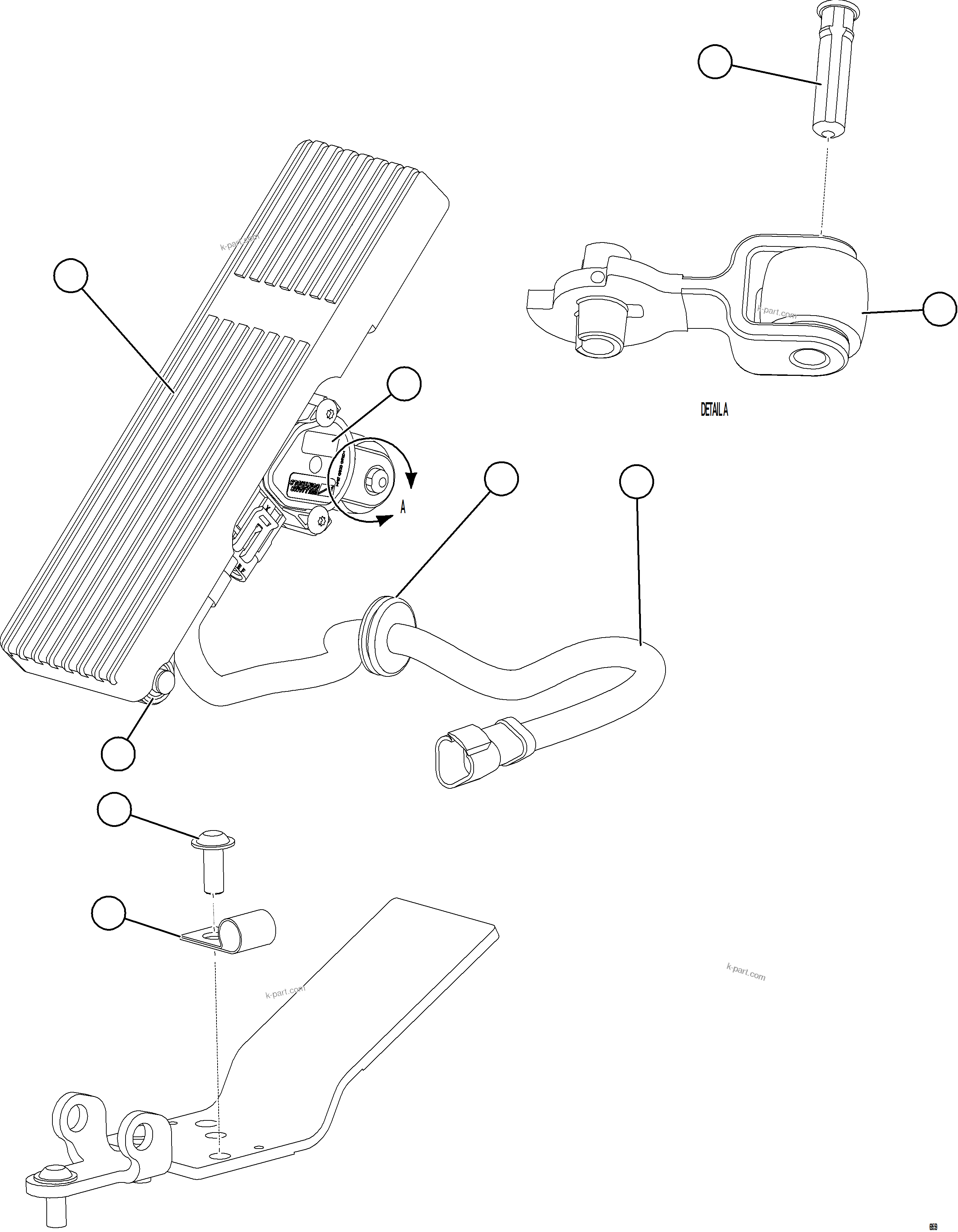 Komatsu parts book diagram for AFE78-CH 930E-5 S/N A40303 - A40306  BARRICK LUMWANA: ACCELERATOR PEDAL INSTALLATION