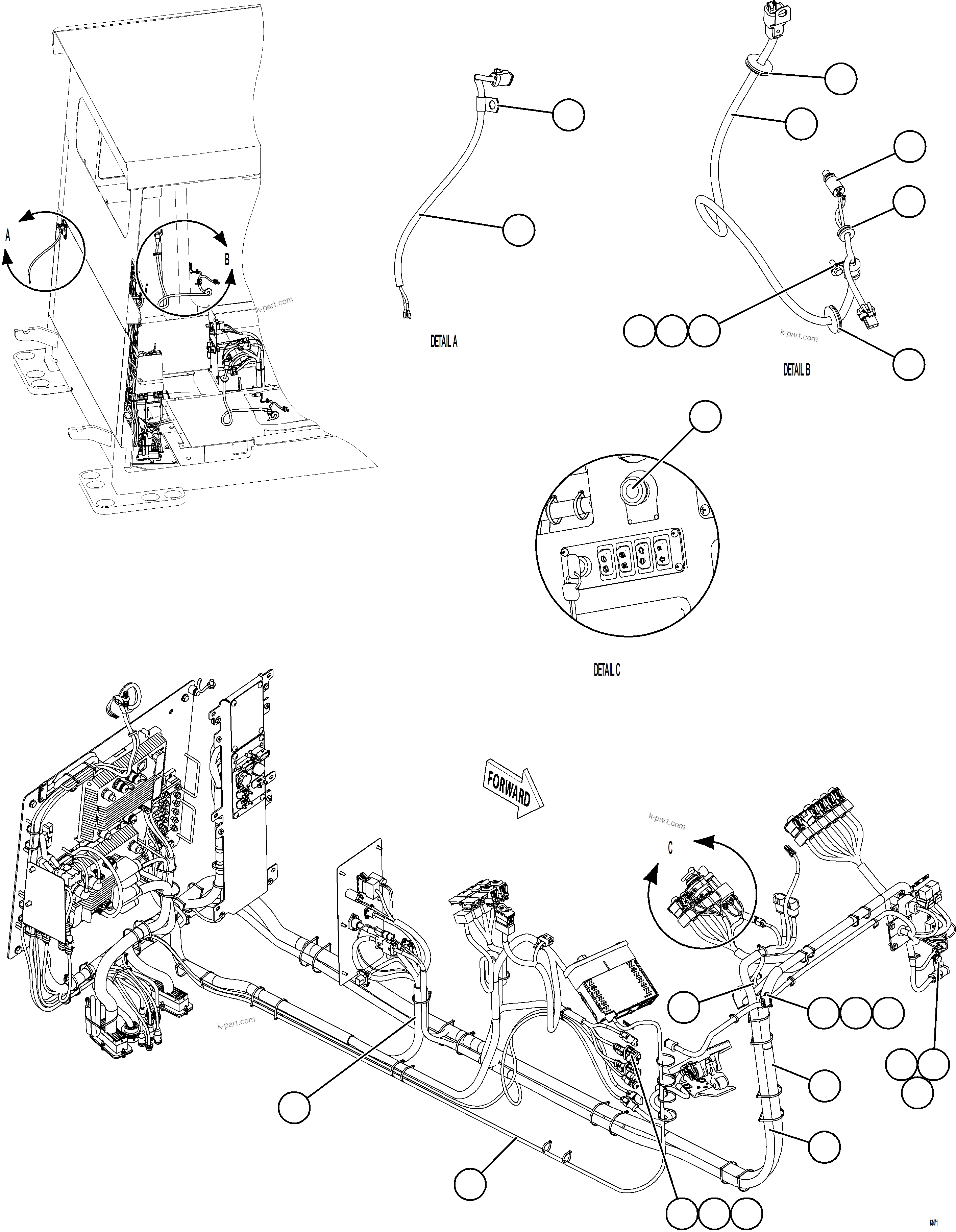 Komatsu parts book diagram for AFE78-CH 930E-5 S/N A40303 - A40306  BARRICK LUMWANA: CAB ELECTRICAL - BACK WALL    1/2