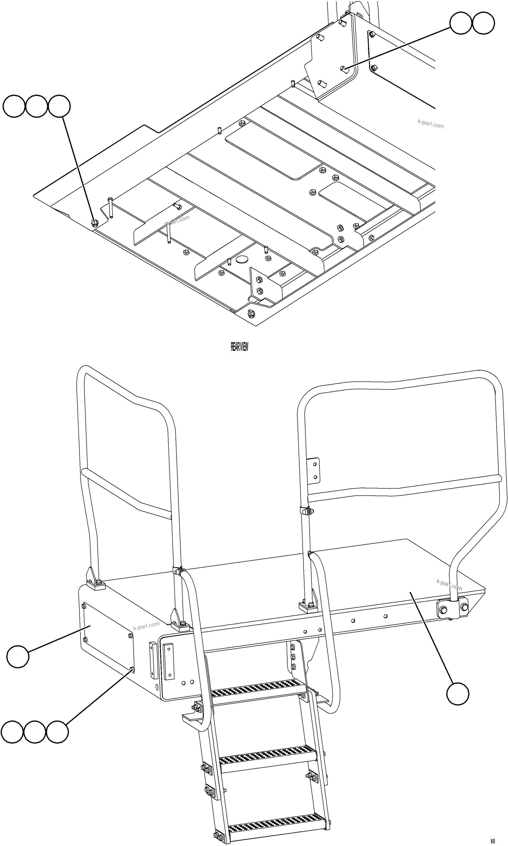 Komatsu parts book diagram for AFE78-CH 930E-5 S/N A40303 - A40306  BARRICK LUMWANA: LH LOWER PLATFORM INSTALLATION