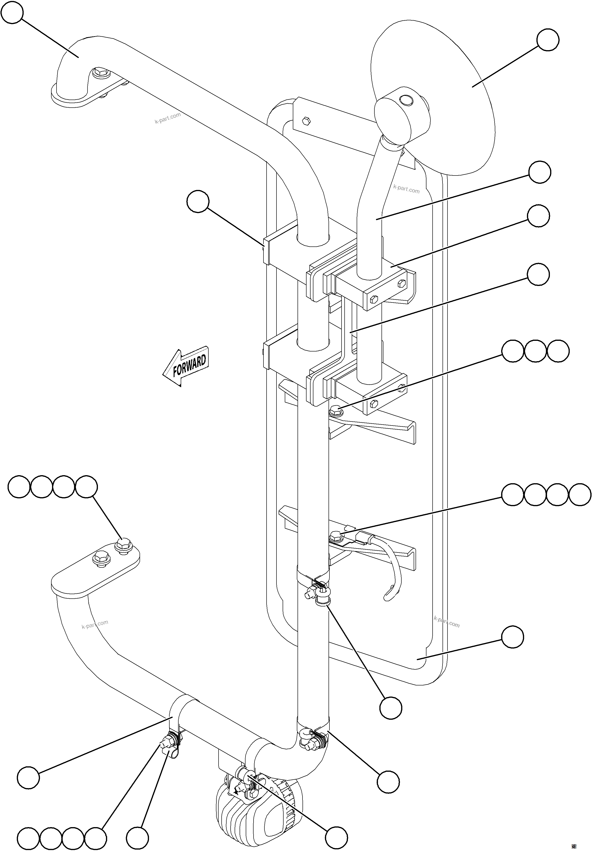 Komatsu parts book diagram for AFE78-CH 930E-5 S/N A40303 - A40306  BARRICK LUMWANA: LH MIRROR INSTALLATION