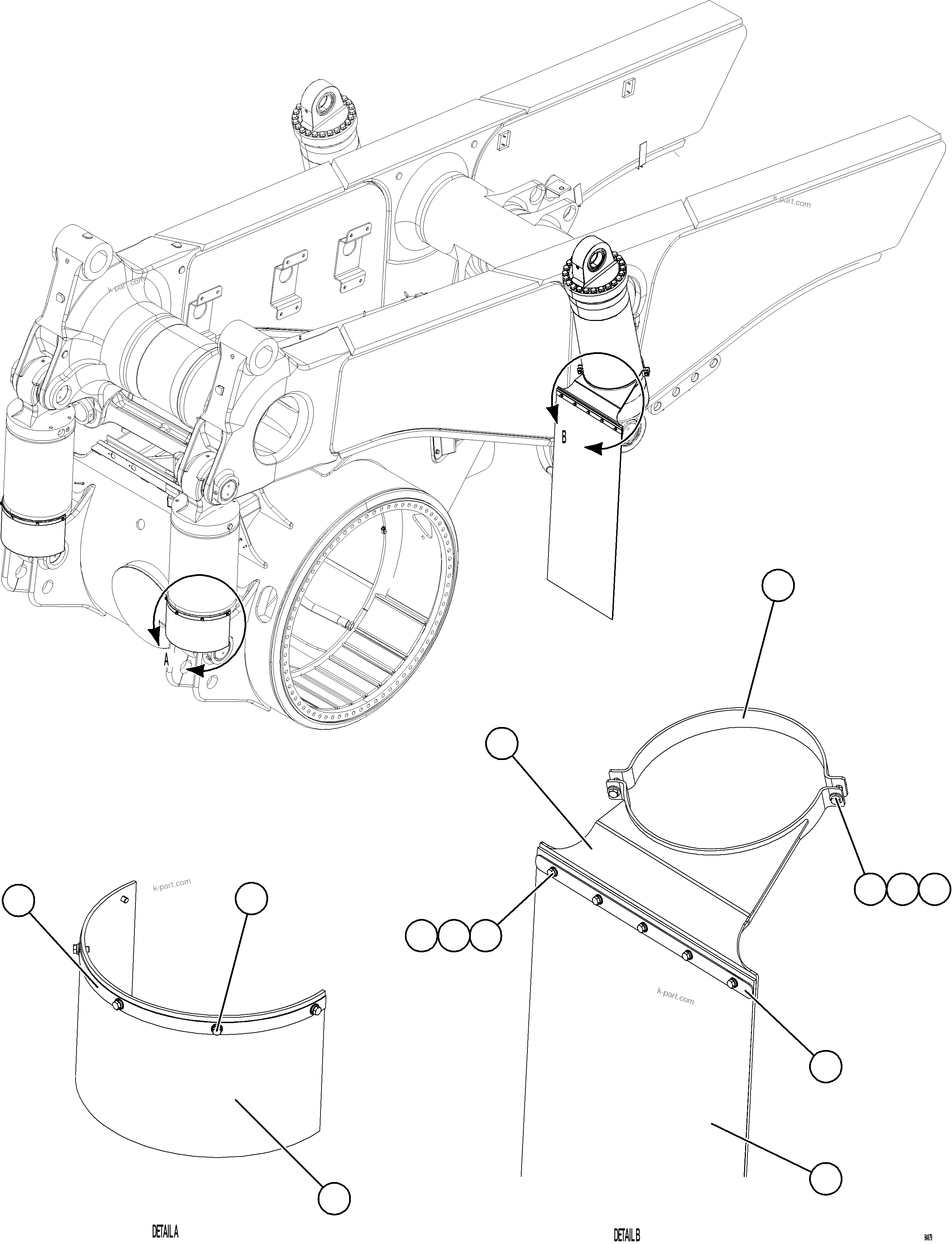 Komatsu parts book diagram for AFE78-CH 930E-5 S/N A40303 - A40306  BARRICK LUMWANA: REAR SUSPENSION MUD FLAP