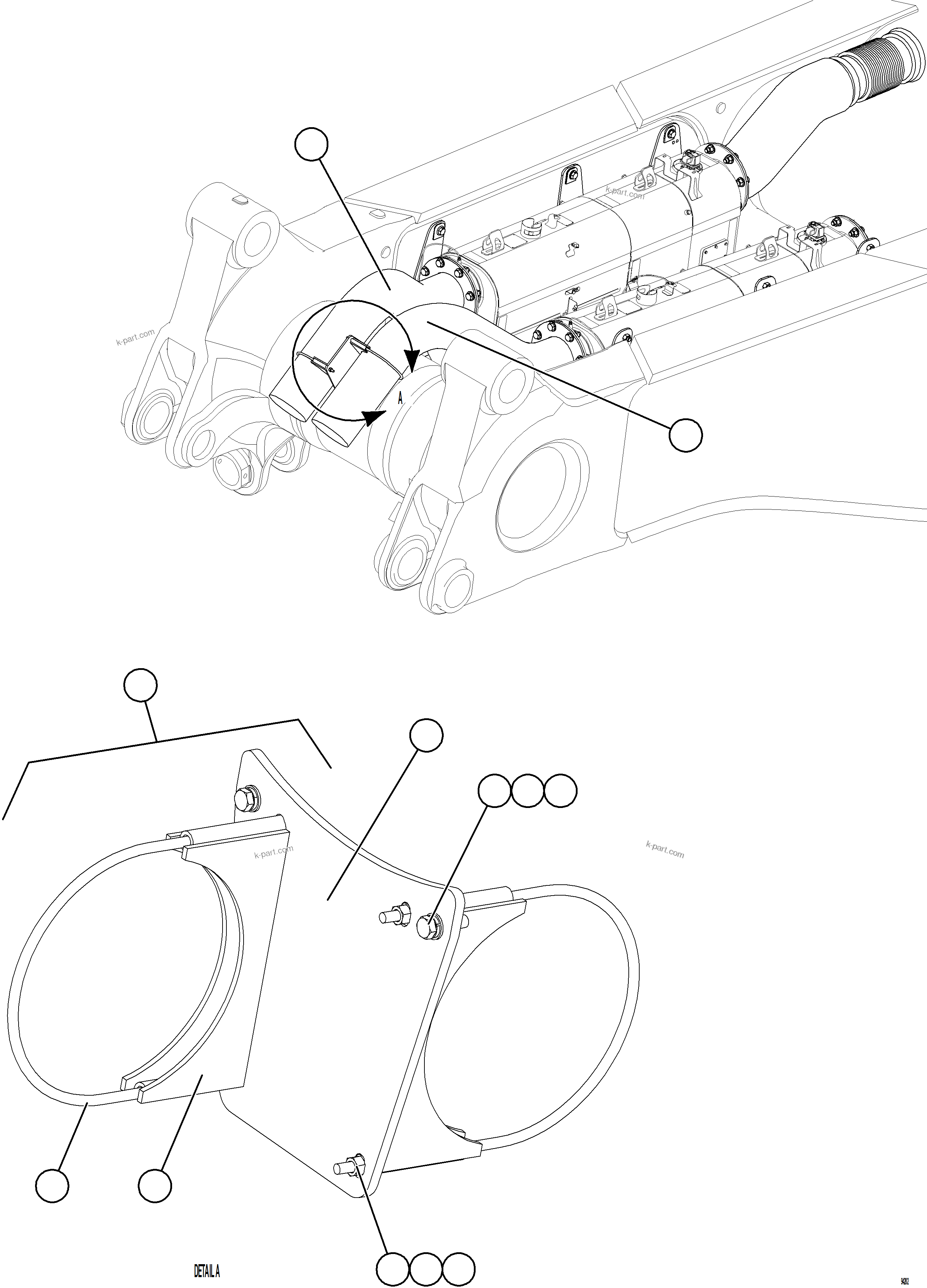 Komatsu parts book diagram for AFE78-CT 930E-5 S/N A40318 - A40321  SMS: EXHAUST PIPING - REAR    2/2