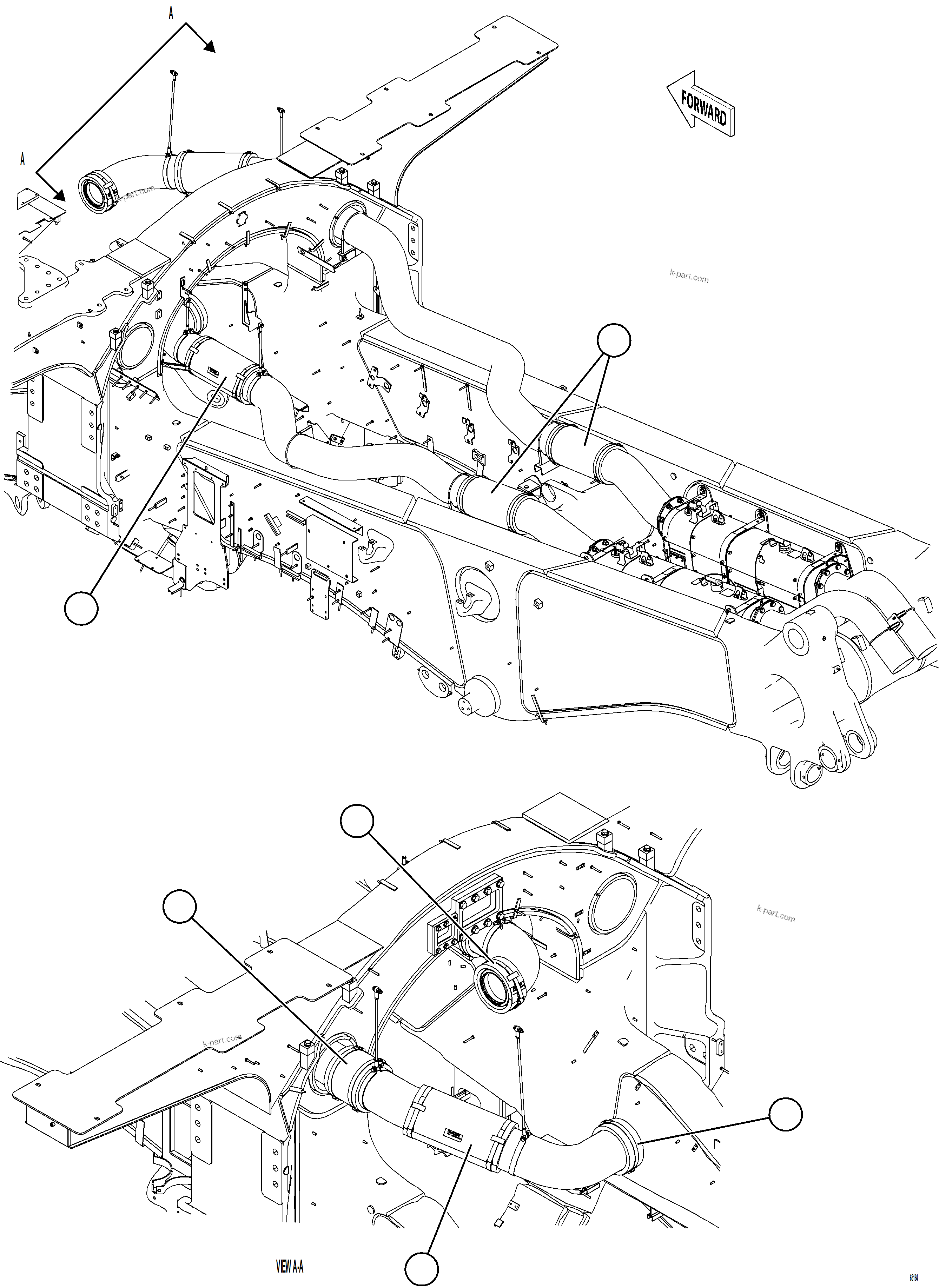 Komatsu parts book diagram for AFE78-CT 930E-5 S/N A40318 - A40321  SMS: EXHAUST BLANKETS