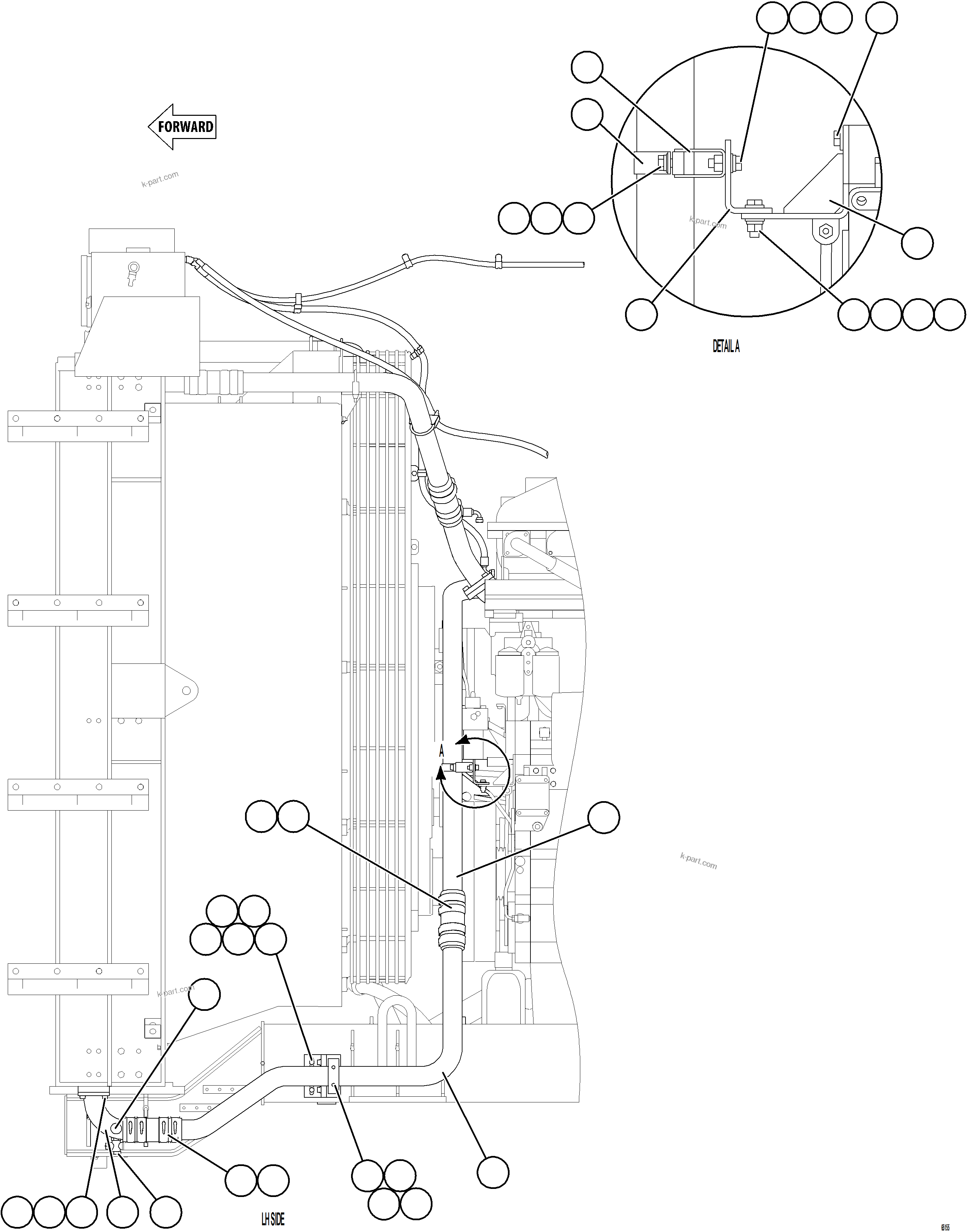 Komatsu parts book diagram for AFE78-CT 930E-5 S/N A40318 - A40321  SMS: RADIATOR PIPING    2/4