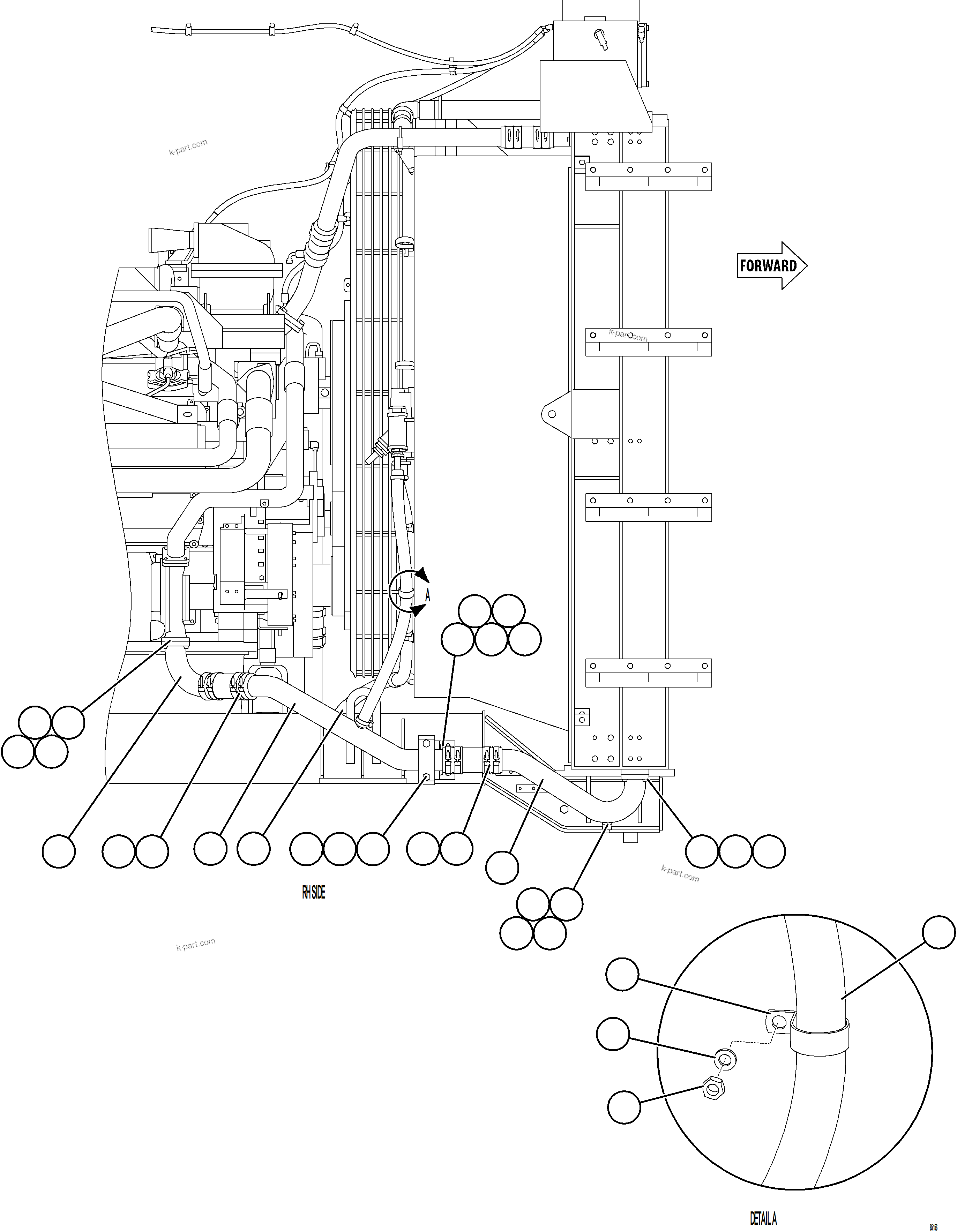 Komatsu parts book diagram for AFE78-CT 930E-5 S/N A40318 - A40321  SMS: RADIATOR PIPING    3/4
