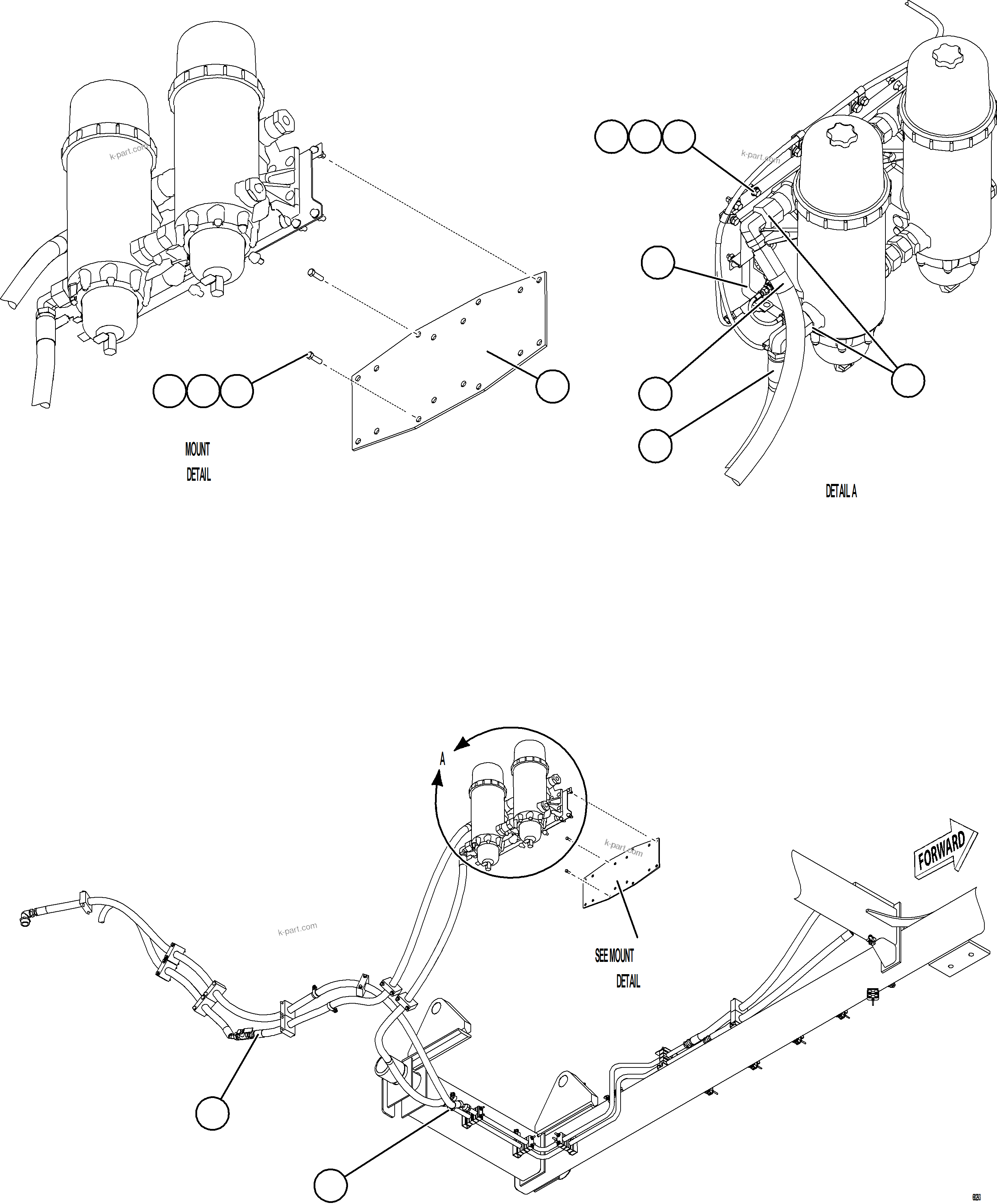 Komatsu parts book diagram for AFE78-CT 930E-5 S/N A40318 - A40321  SMS: FUEL SYSTEM PIPING    4/4