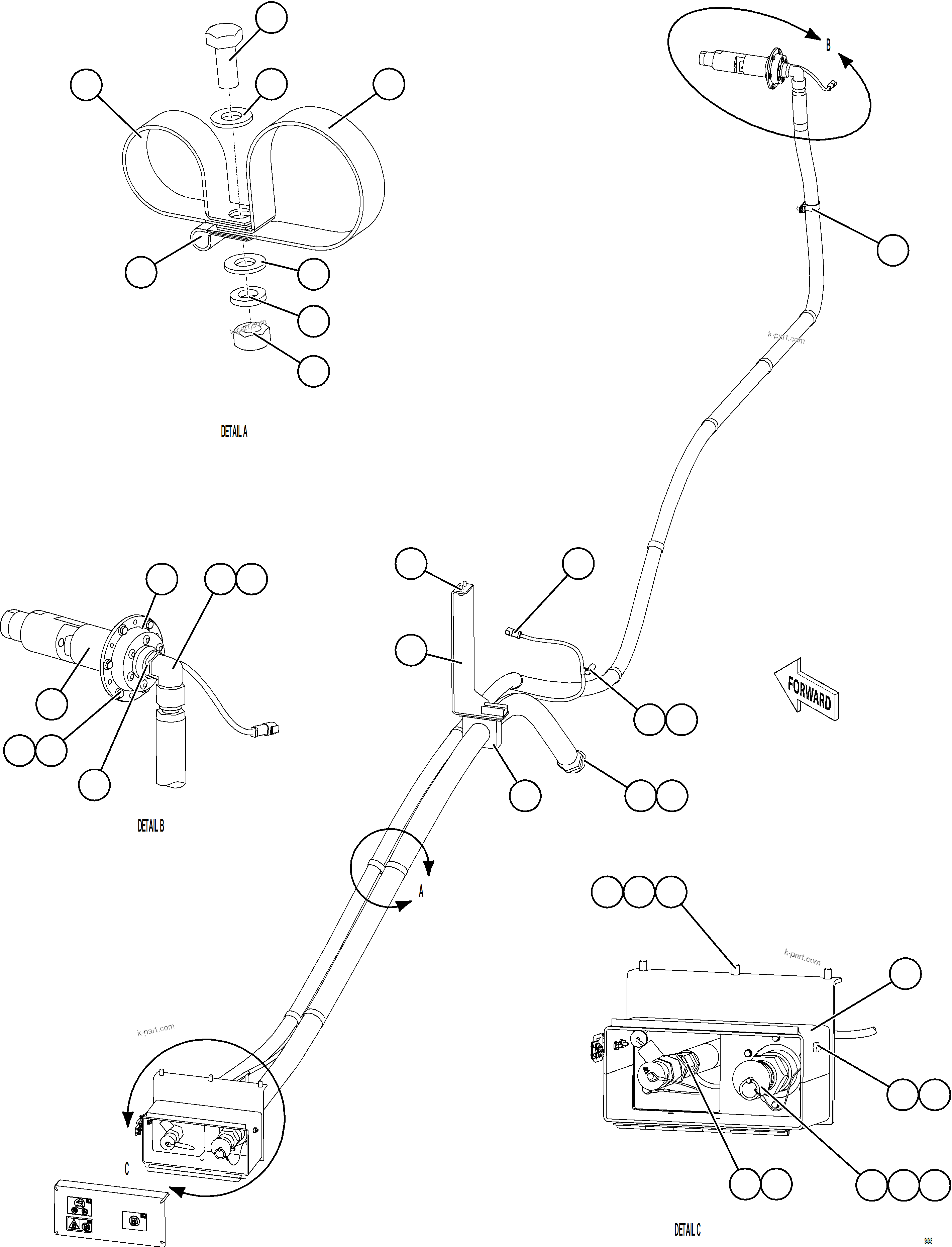 Komatsu parts book diagram for AFE78-CT 930E-5 S/N A40318 - A40321  SMS: FUEL TANK/DEF TANK REMOTE FILL - LH    1/2