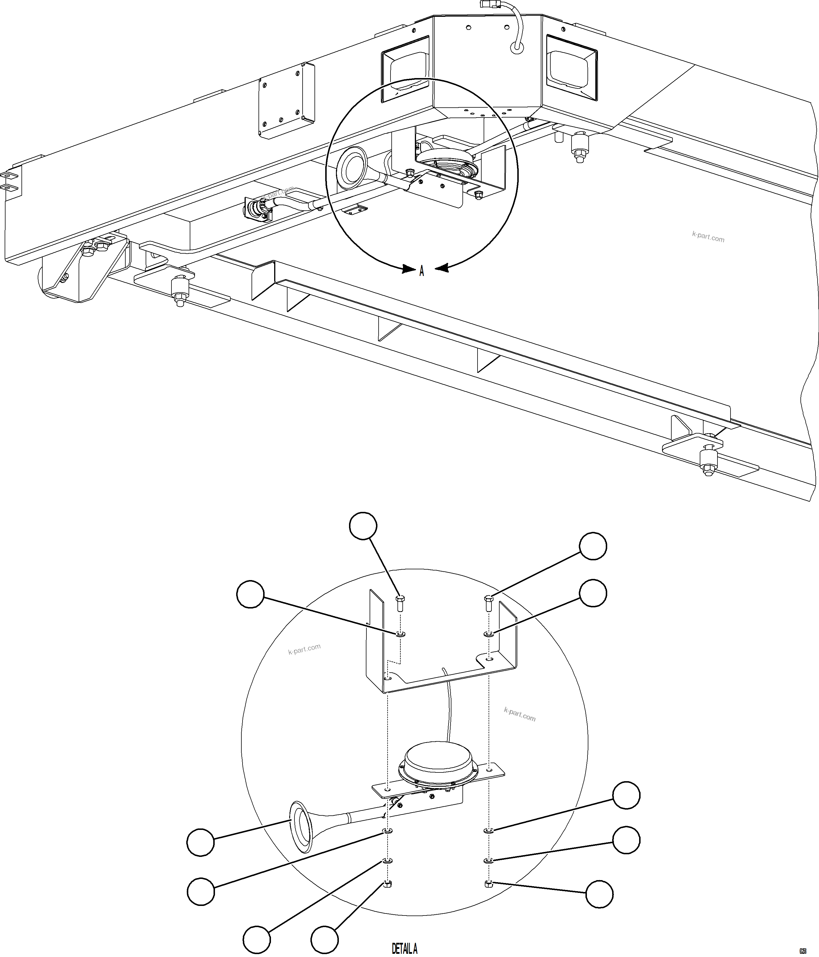 Komatsu parts book diagram for AFE78-CT 930E-5 S/N A40318 - A40321  SMS: HORN INSTALLATION