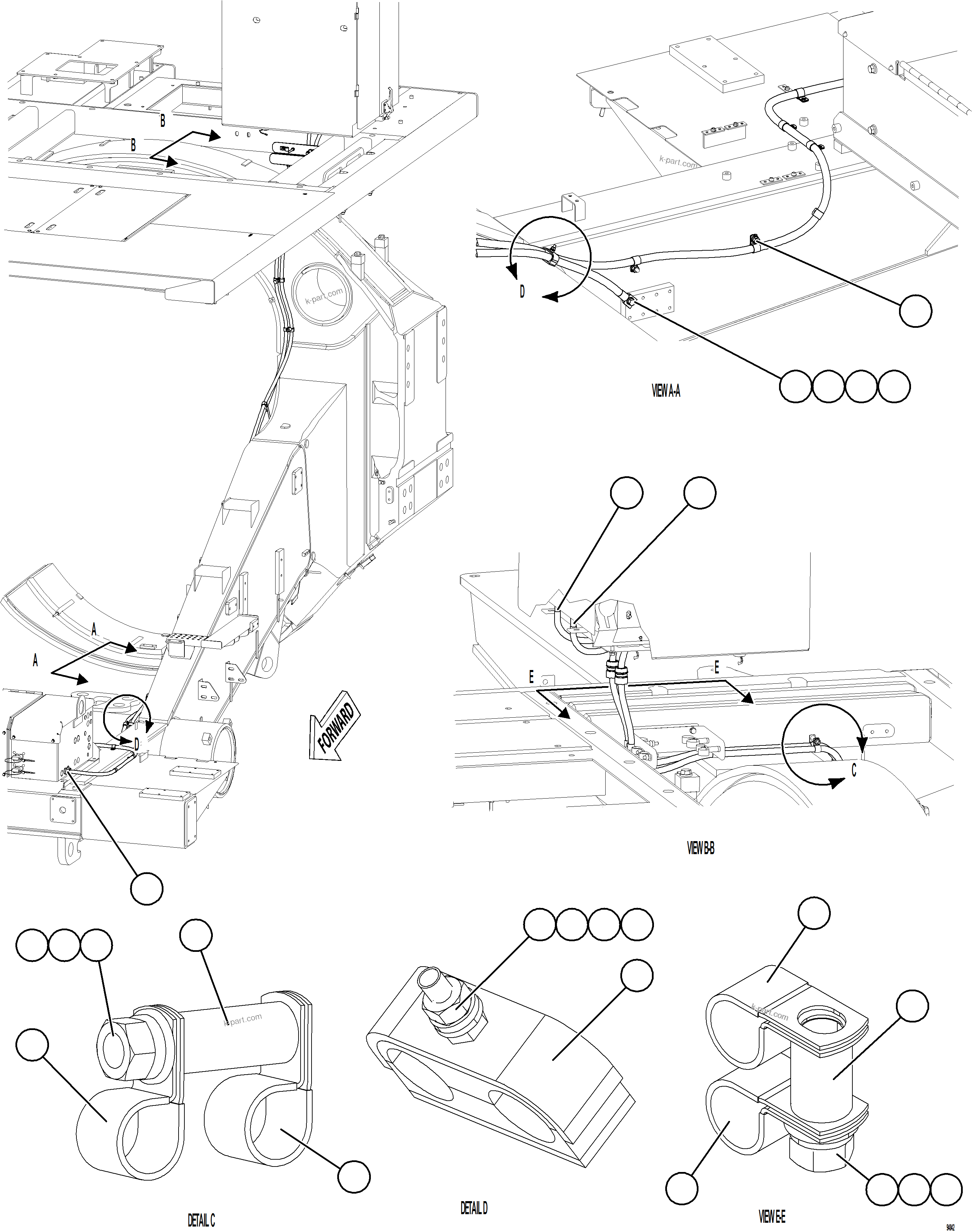 Komatsu parts book diagram for AFE78-CT 930E-5 S/N A40318 - A40321  SMS: AUXILIARY CONTROL CABINET POWER CABLES