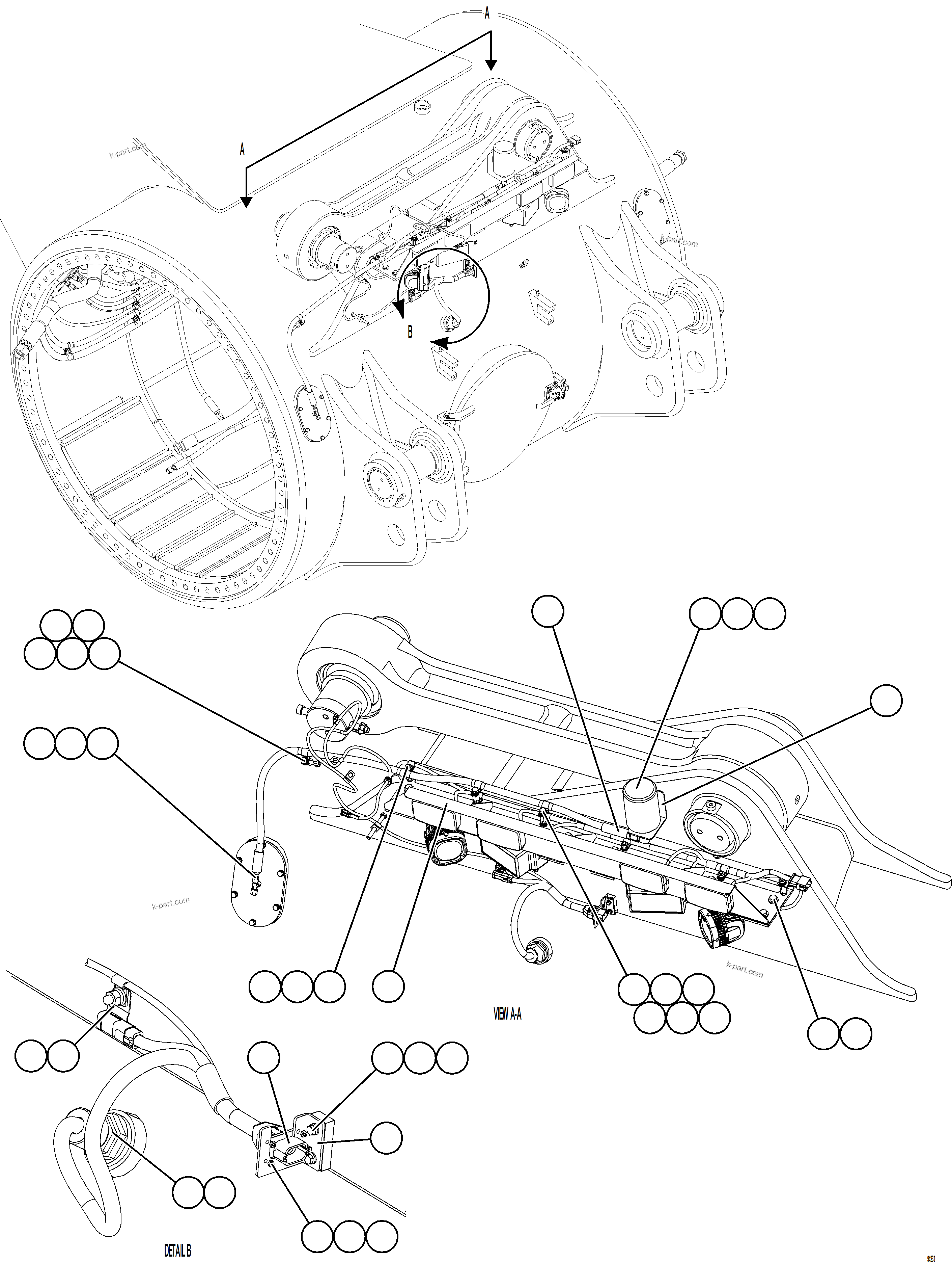 Komatsu parts book diagram for AFE78-CT 930E-5 S/N A40318 - A40321  SMS: REAR AXLE BLOWER PRESSURE SWITCH INSTALLATION  2/2