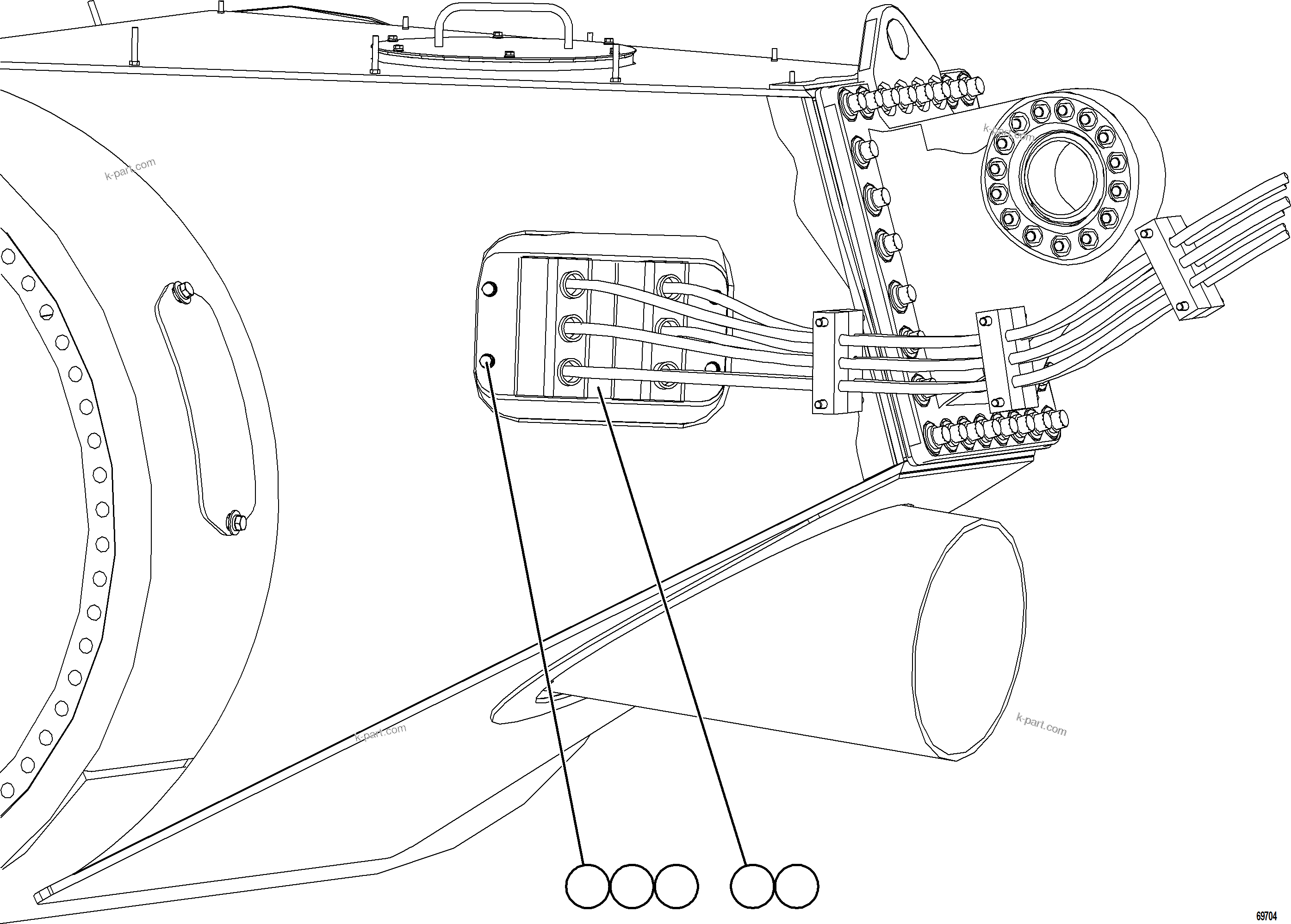 Komatsu parts book diagram for AFE78-CT 930E-5 S/N A40318 - A40321  SMS: WHEEL MOTOR CABLE MOUNT - REAR AXLE