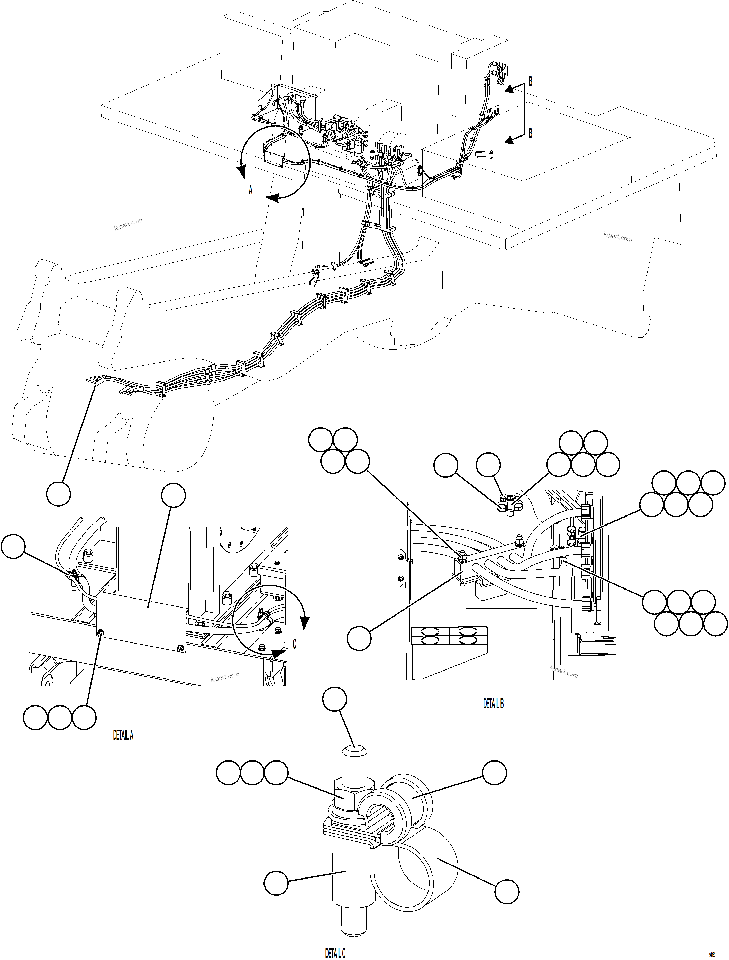 Komatsu parts book diagram for AFE78-CT 930E-5 S/N A40318 - A40321  SMS: CONTROL CABINET EXTERNAL WIRING - WHEEL MOTOR  1/2