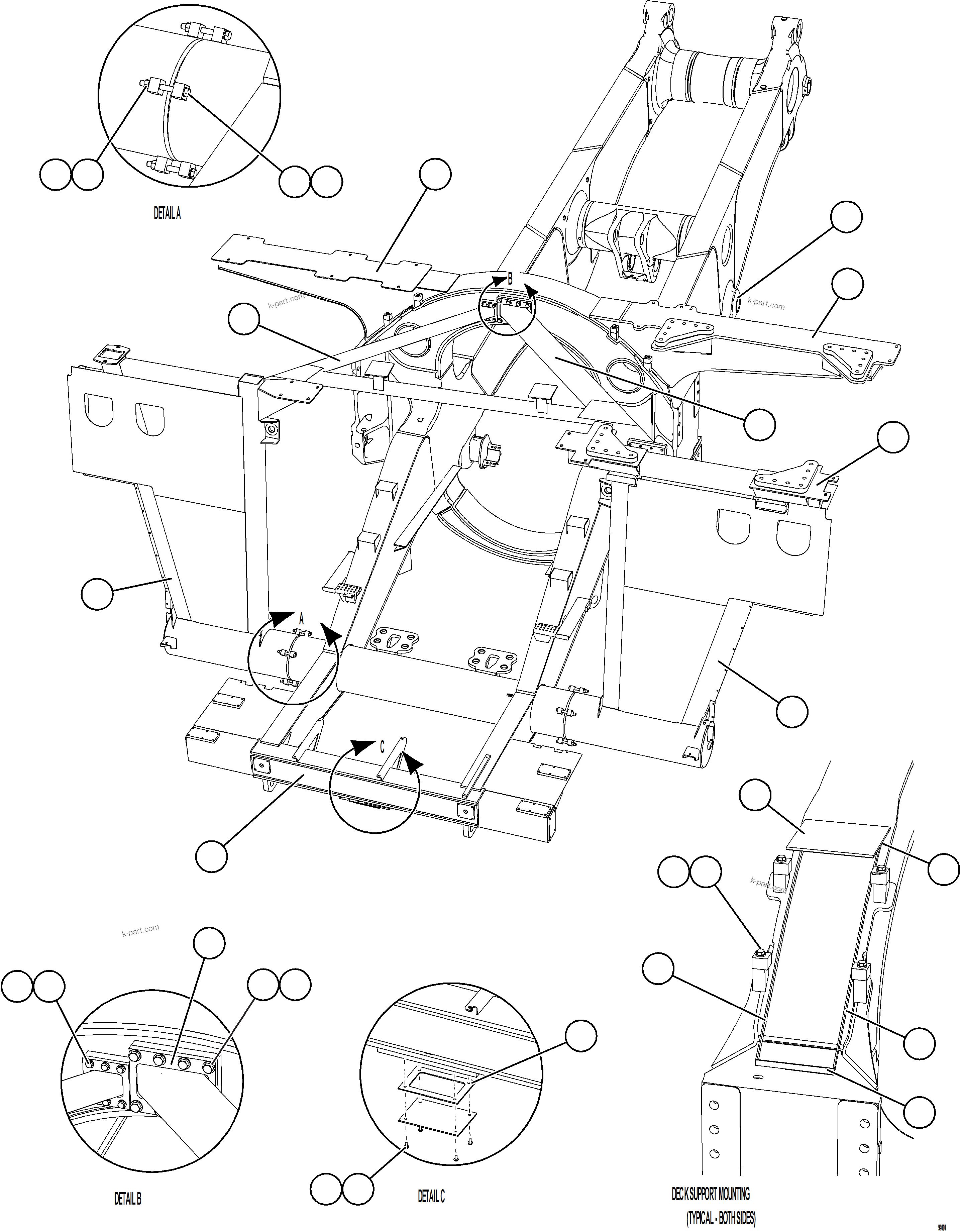 Komatsu parts book diagram for AFE78-CT 930E-5 S/N A40318 - A40321  SMS: FRAME & UPRIGHTS